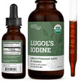 Organic Lugol's Iodine, Iodine and Potassium Iodide 2% Solution 3000 mcg - Liquid Supplement Drops for Thyroid Support for Women & Men, Metabolism Health