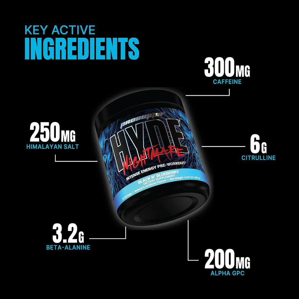 PROSUPPS Hyde Nightmare Pre-Workout Powder Energy Drink - Intense Energy, Mental PROSUPPS Au supplements