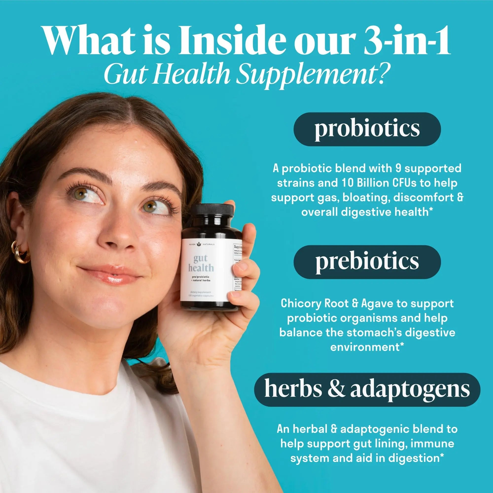 Nuven Naturals All-in-One Gut Health w/Probiotics, Prebiotics, Digestion-Supporting Herbs Nuven Naturals Au supplements