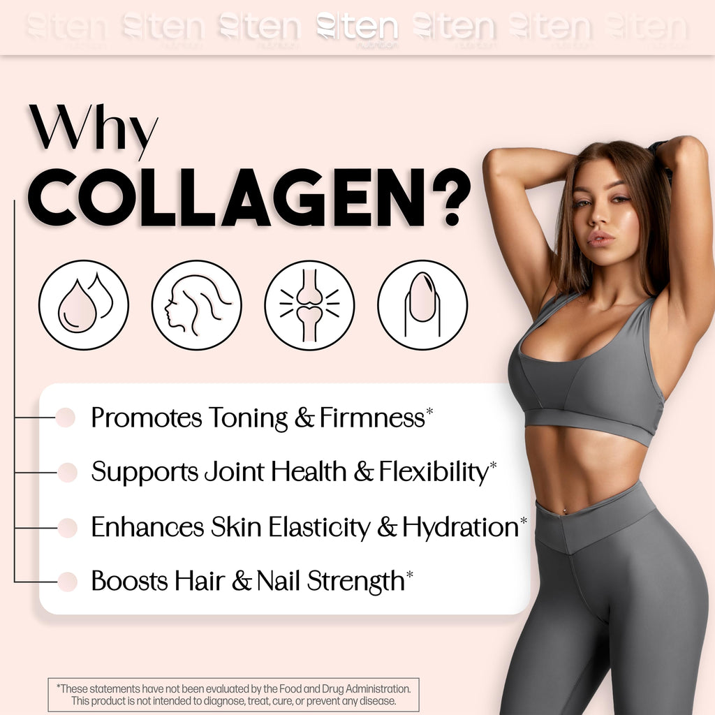 New - Creatine + Collagen for Women – Supports Lean Muscle Growth & Development, Booty Gain, Energy & Recovery – 5g Creatine Monohydrate Plus 5000mg Collagen Peptides Combo – Unflavored, 30 Servings 10Ten Nutrition Au supplements