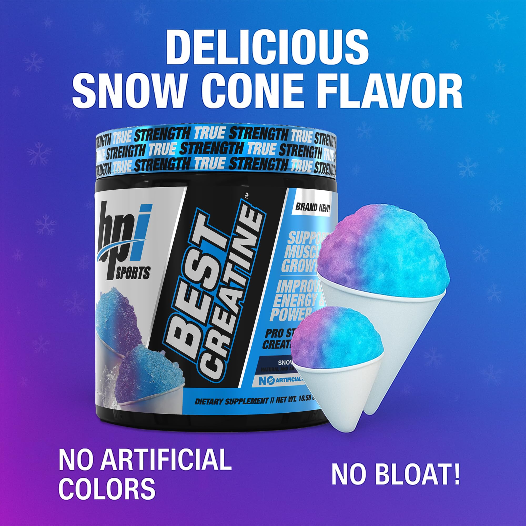BPI Sports Best Creatine - Creatine Monohydrate Powder for Men & Women, Himalayan Salt - Strength, Pump, Endurance, Muscle Growth, Muscle Definition - No Bloat - Snow Cone - 50 servings - 10.58 Oz BPI Sports Au supplements