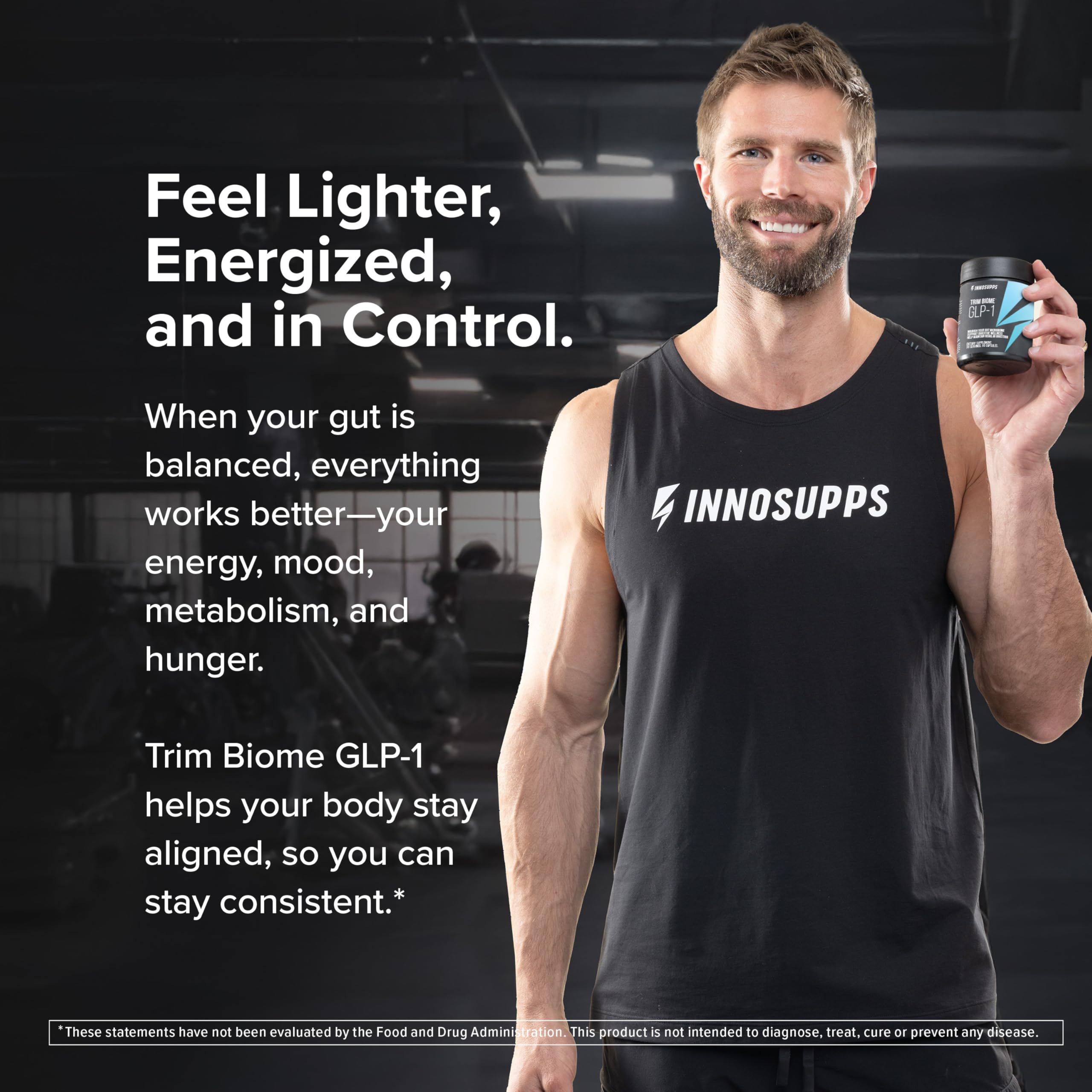 InnoSupps Trim Biome GLP-1 - Gut Health + Metabolic Support* - Prebiotic + Probiotic + Postbiotic - Akkermansia + Berberine - 60 Capsules. 30 Servings InnoSupps Au supplements