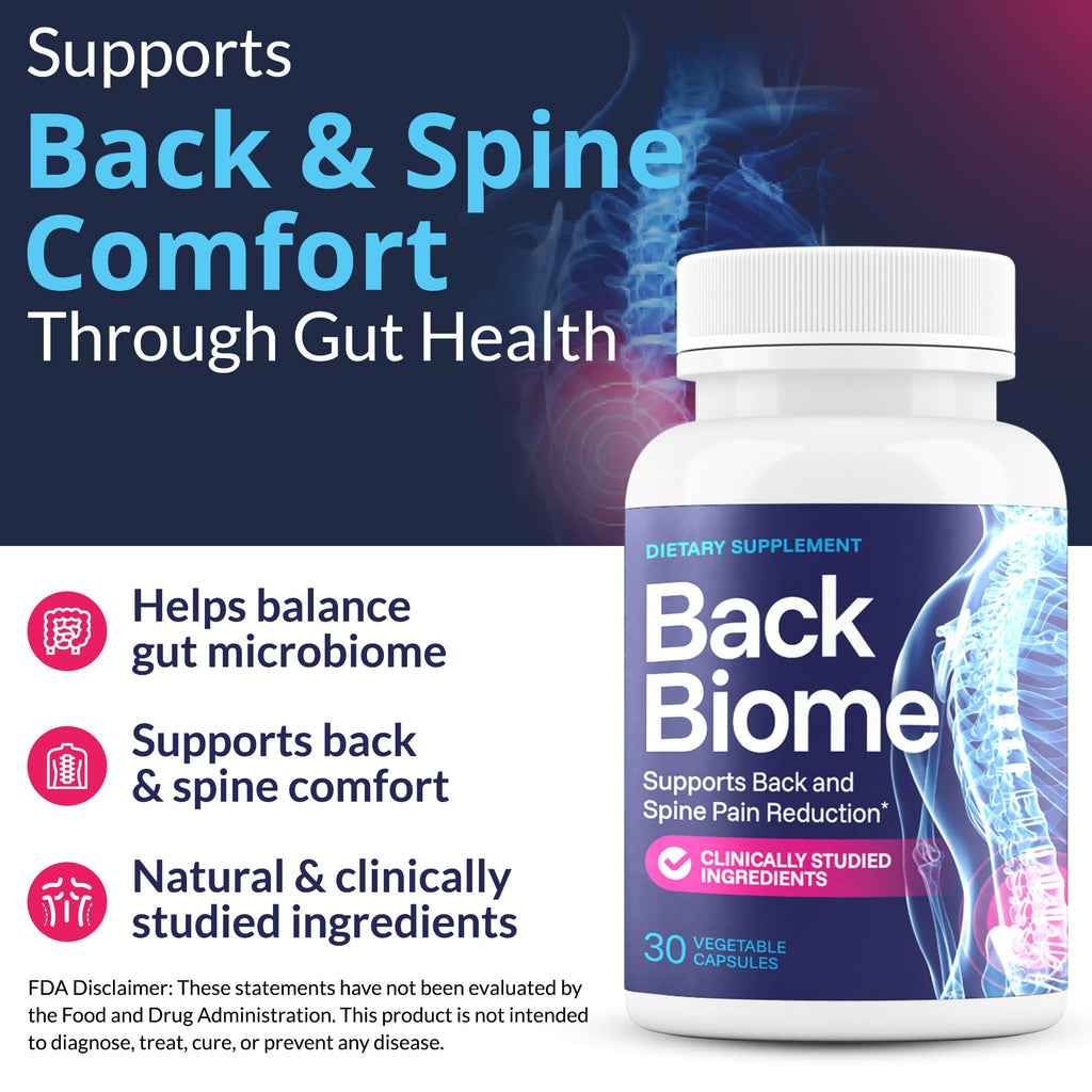 BackBiome – Advanced 7-Strain Probiotic Formula for Gut & Back Health – Supports Digestive Balance, Promotes Spinal Comfort – Non-GMO, Vegan, 30 Capsules BackBiome Au supplements