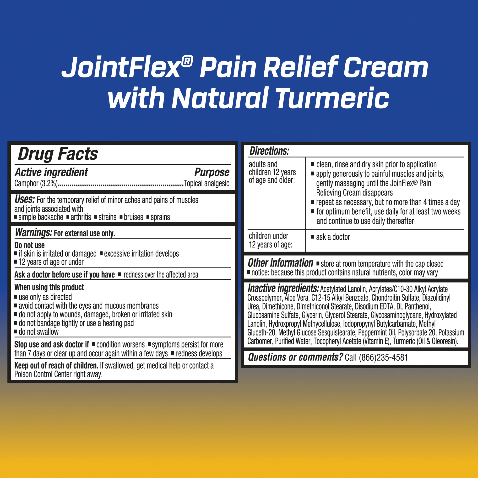 JOINTFLEX Pain Relief Cream with Turmeric, Arthritis Pain Relief, Joint Pain Relief, 3 Ounce Tube JointFlex Au supplements