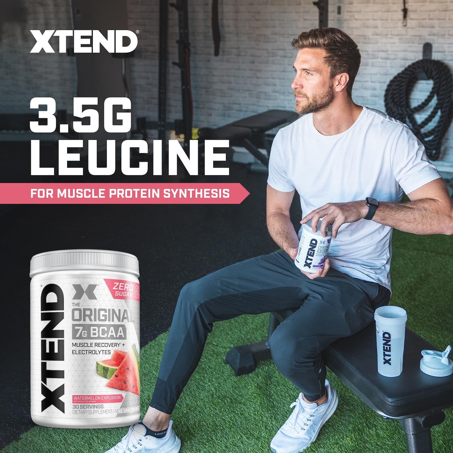 Xtend Original BCAA Powder, 7g BCAAs and 2.5g L-Glutamine for Muscle Recovery Hydration and Lean Muscle, Sugar Free Intra and Post Workout Drink with Electrolytes