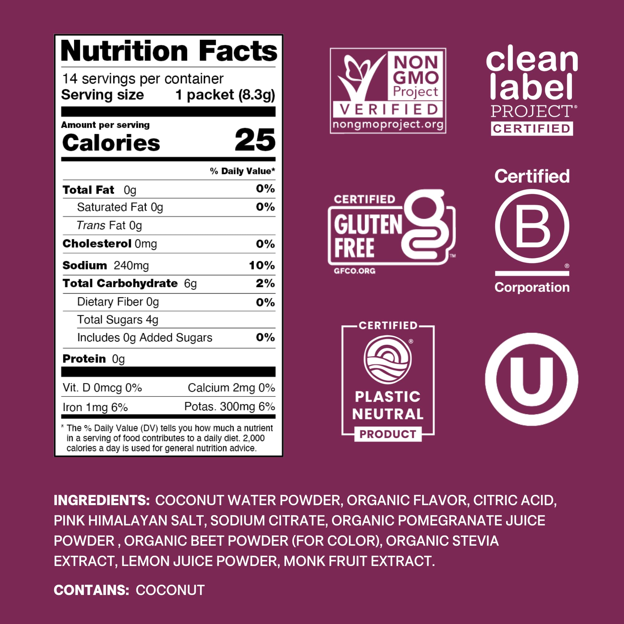 Cure Hydration | Plant-Based Electrolyte Drink Mix | No Added Sugar | FSA-HSA | Dehydration Relief Powder Made with Coconut Water | Non-GMO | Vegan
