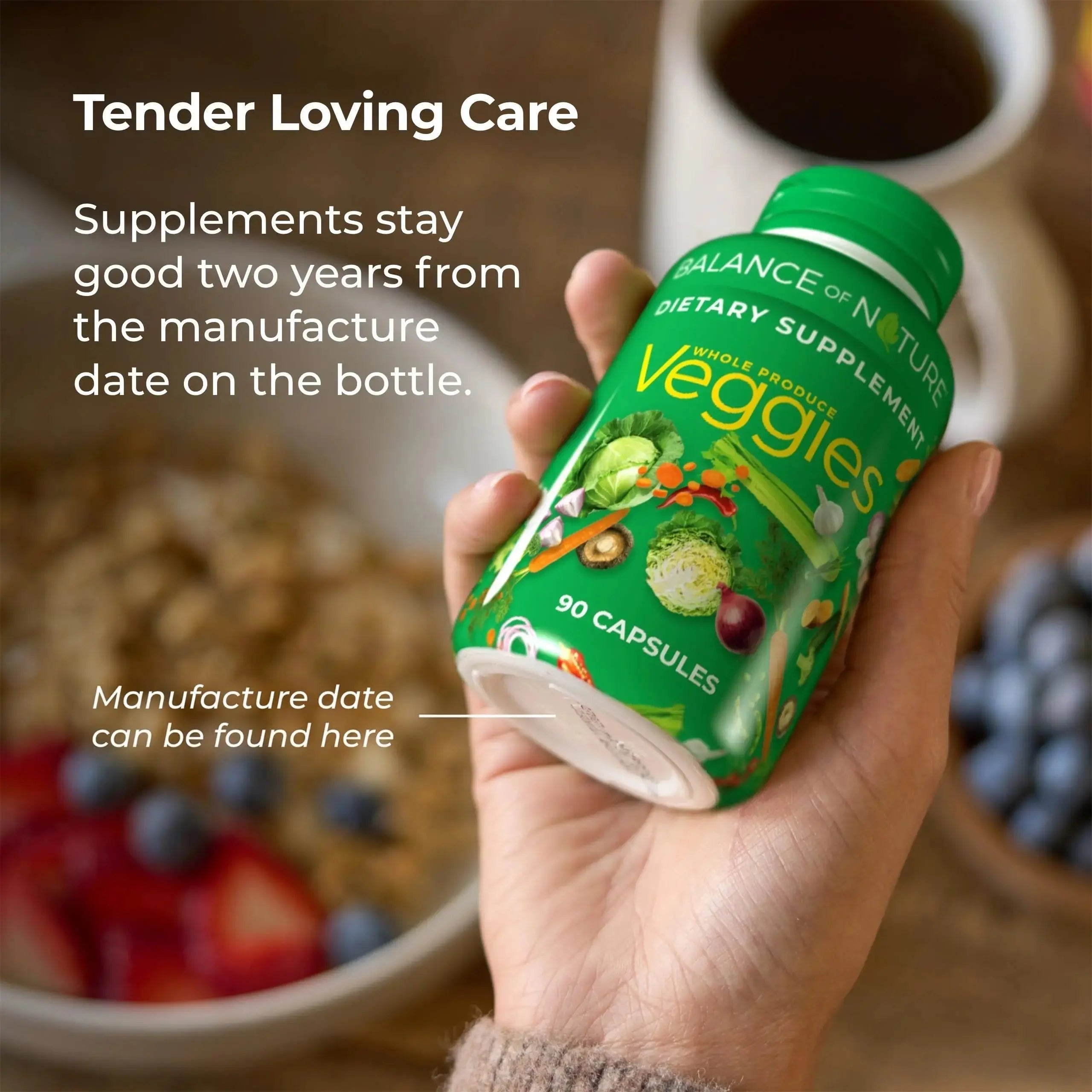 Balance of Nature Fruits & Veggies Supplements - Whole Fruit and Vegetable Ingredients for Women, Men, and Kids - 90 Fruits Capsules, 90 Veggies Capsules - 2 Sets Balance of Nature Au supplements