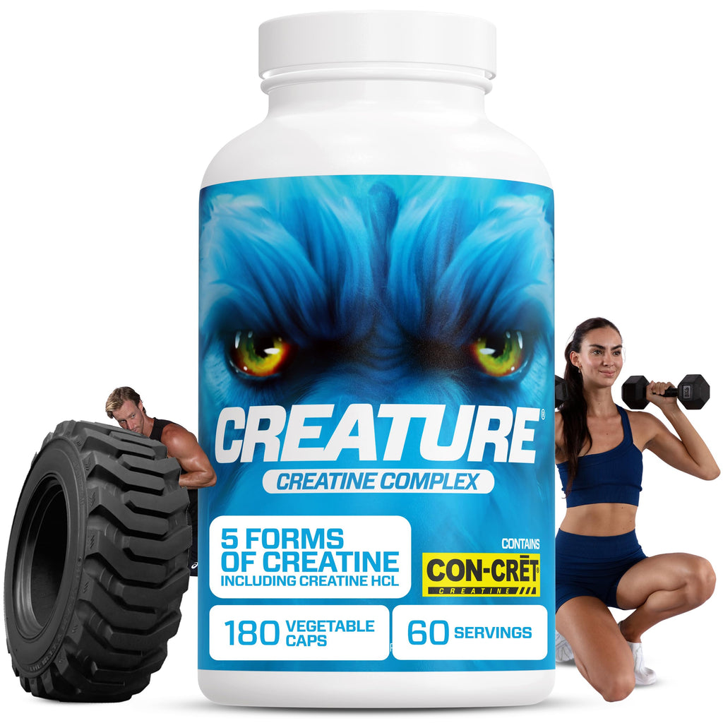 CREATURE® Creatine Complex - Creatine Monohydrate Capsules with 5 Types of Creatine Including Con-Crēt® Creatine HCL, Promotes Muscle, Strength, Endurance, Brain Health, 180 Veggie Caps, 60 Servings CREATURE Au supplements