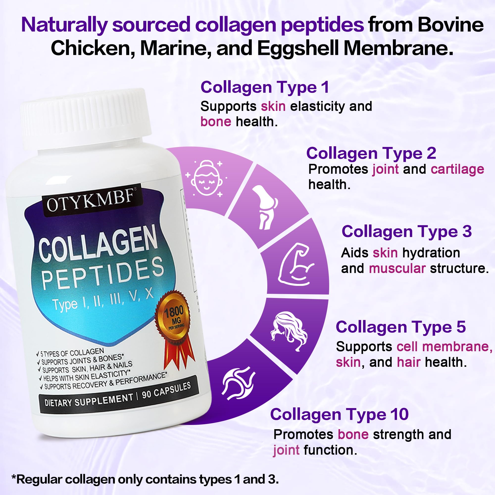 OTYKMBF Multi Collagen Peptides Pills 1800mg, Type I, II, III, V, X - Hydrolyzed Premium Collagen Complex Supports Skin, Joints, Hair & Nails, Hydrolyzed Protein for Women Men, 90 Capsules OTYKMBF Au supplements