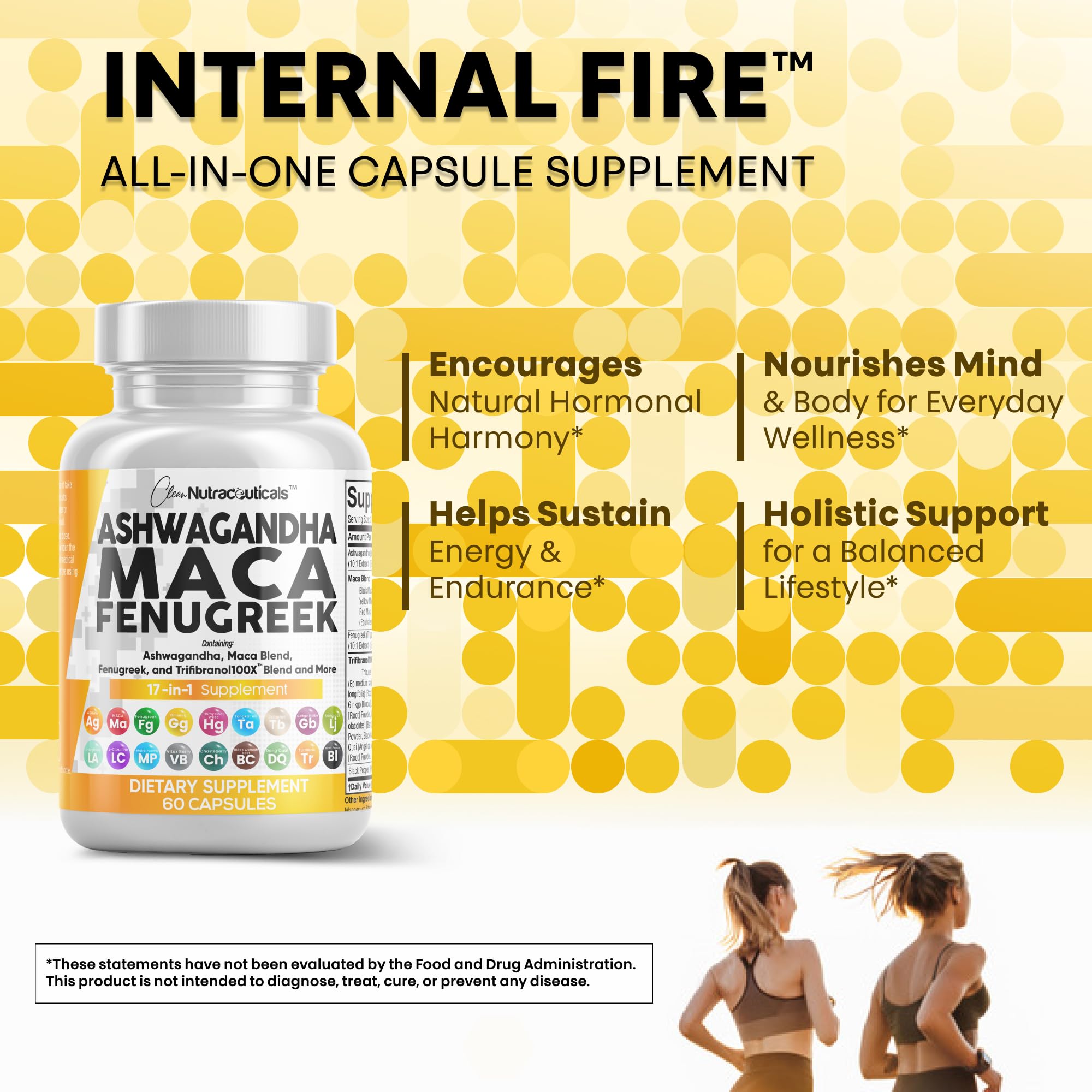 Clean Nutraceuticals Ashwagandha Maca Root Fenugreek Supplement with Tongkat Ali Ginseng - Assists with Stress, Mood & Thyroid - Ashwagandha Capsules Fenugreek Caps - 1 Pack Clean Nutraceuticals Au supplements