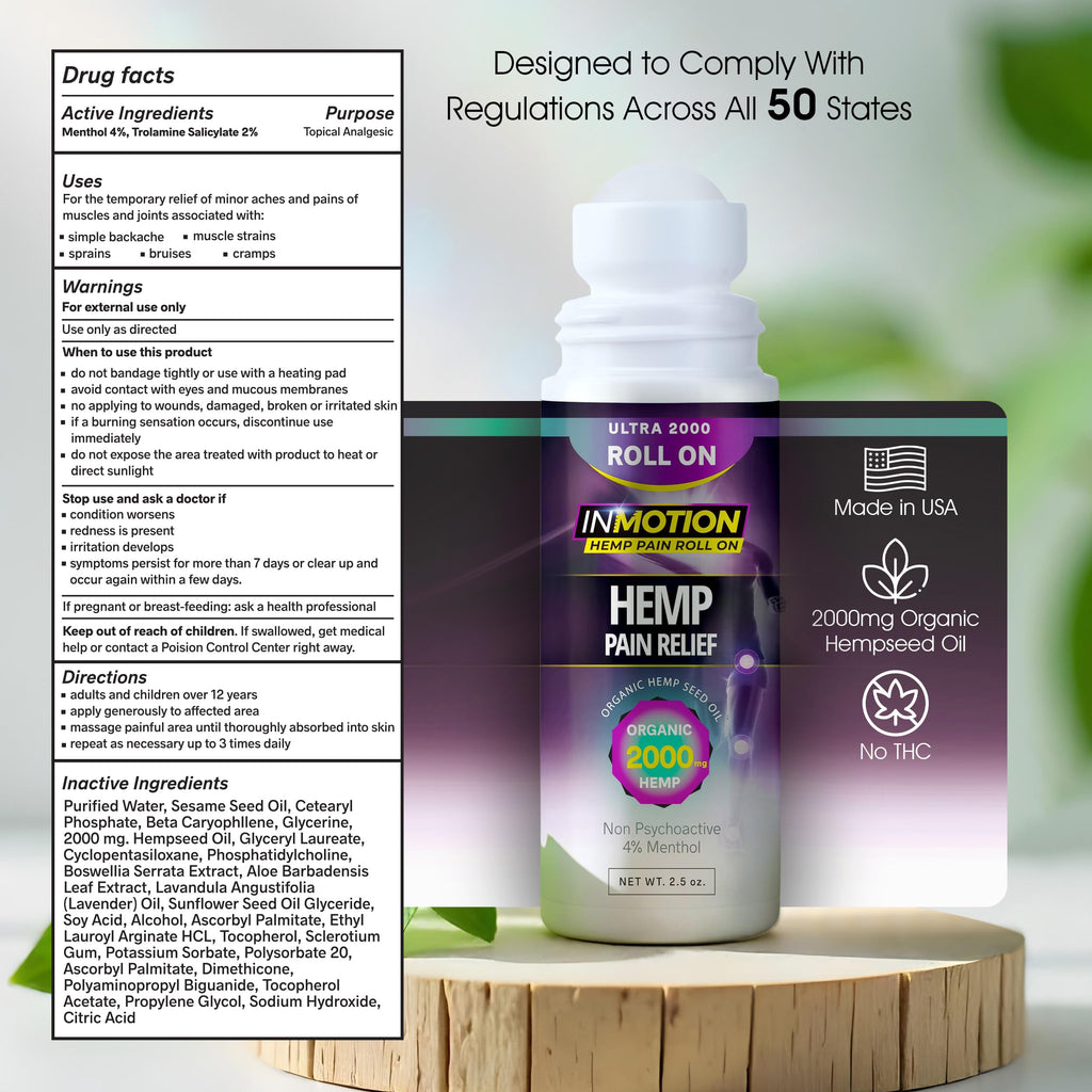 Inmotion Hemp Roll On for Pain Relief - Premium Ultra Strength Fast Acting, Long Lasting, Odorless Hemp Oil Roll On Pain Reliever for Joint, Muscle, & Back InMotion Hemp Au supplements