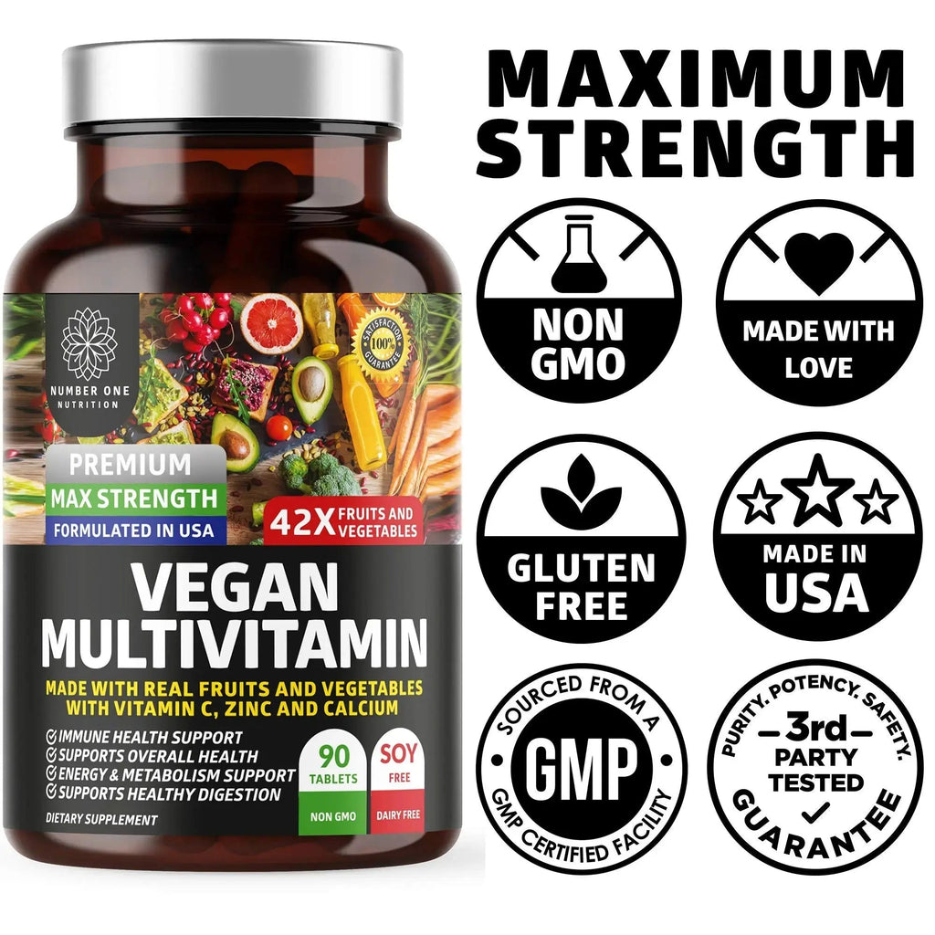 N1N Premium Plant Based Multivitamin [42 Powerful Ingredients] Men & Women Daily Multivitamins with Raw Veggies and Fruits, Probiotics Number One Nutrition Au supplements