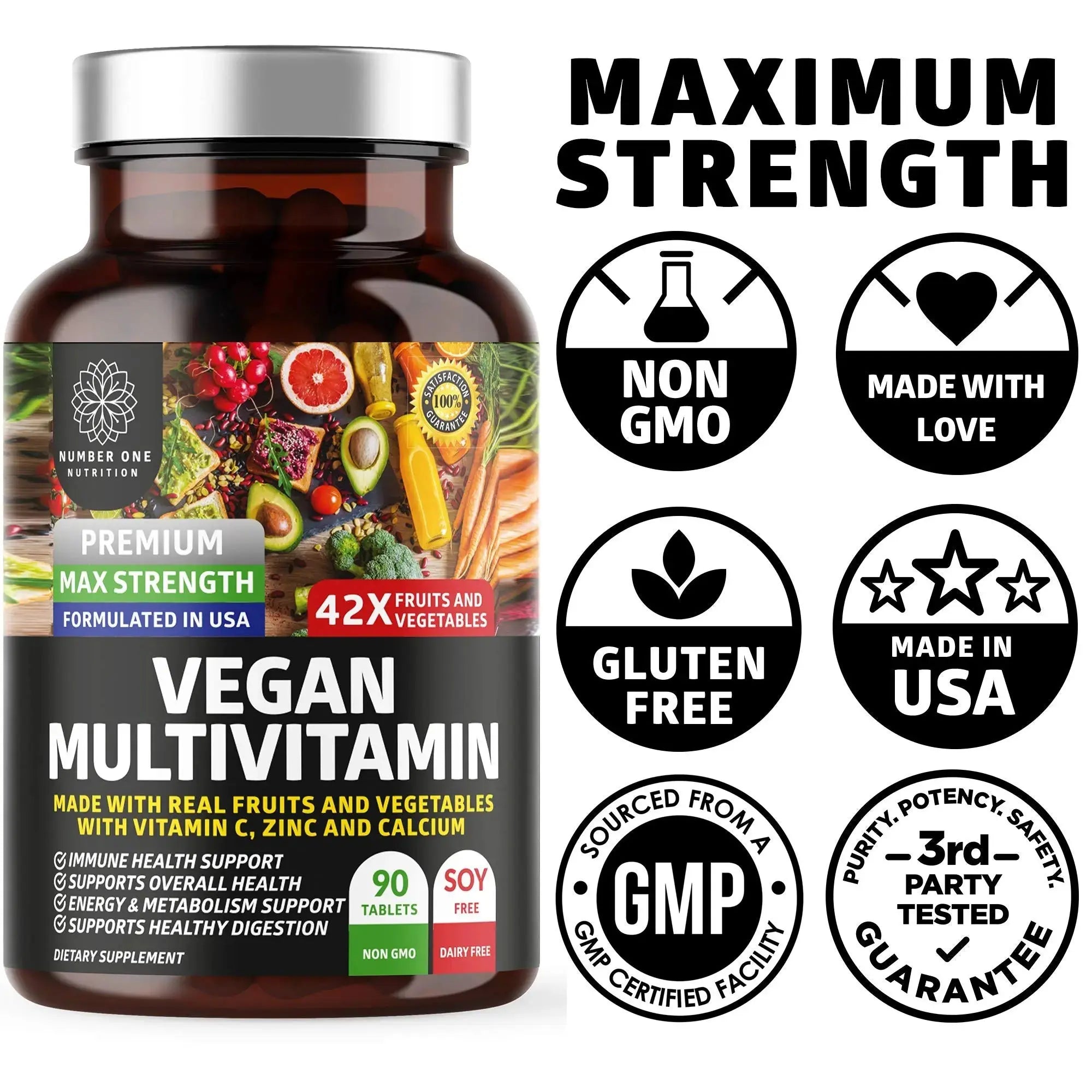 N1N Premium Plant Based Multivitamin [42 Powerful Ingredients] Men & Women Daily Multivitamins with Raw Veggies and Fruits, Probiotics Number One Nutrition Au supplements