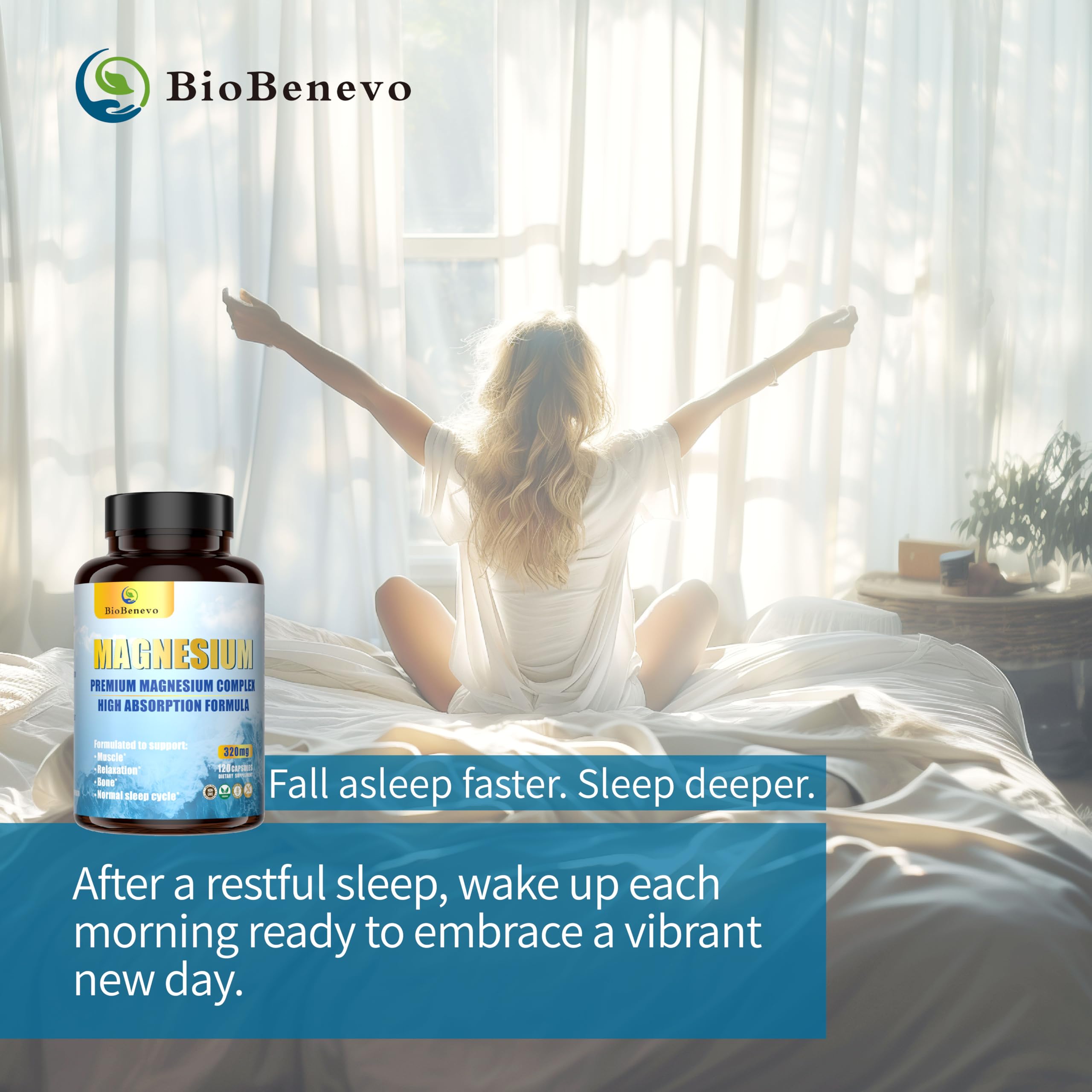 5-in-1 Magnesium Complex | 320mg of Magnesium Glycinate, Malate, Citrate… | Support for Sleep, Muscle Relaxation, and Energy Metabolism | High Absorption | Vegan, Non-GMO | 120 Capsules BioBenevo Au supplements