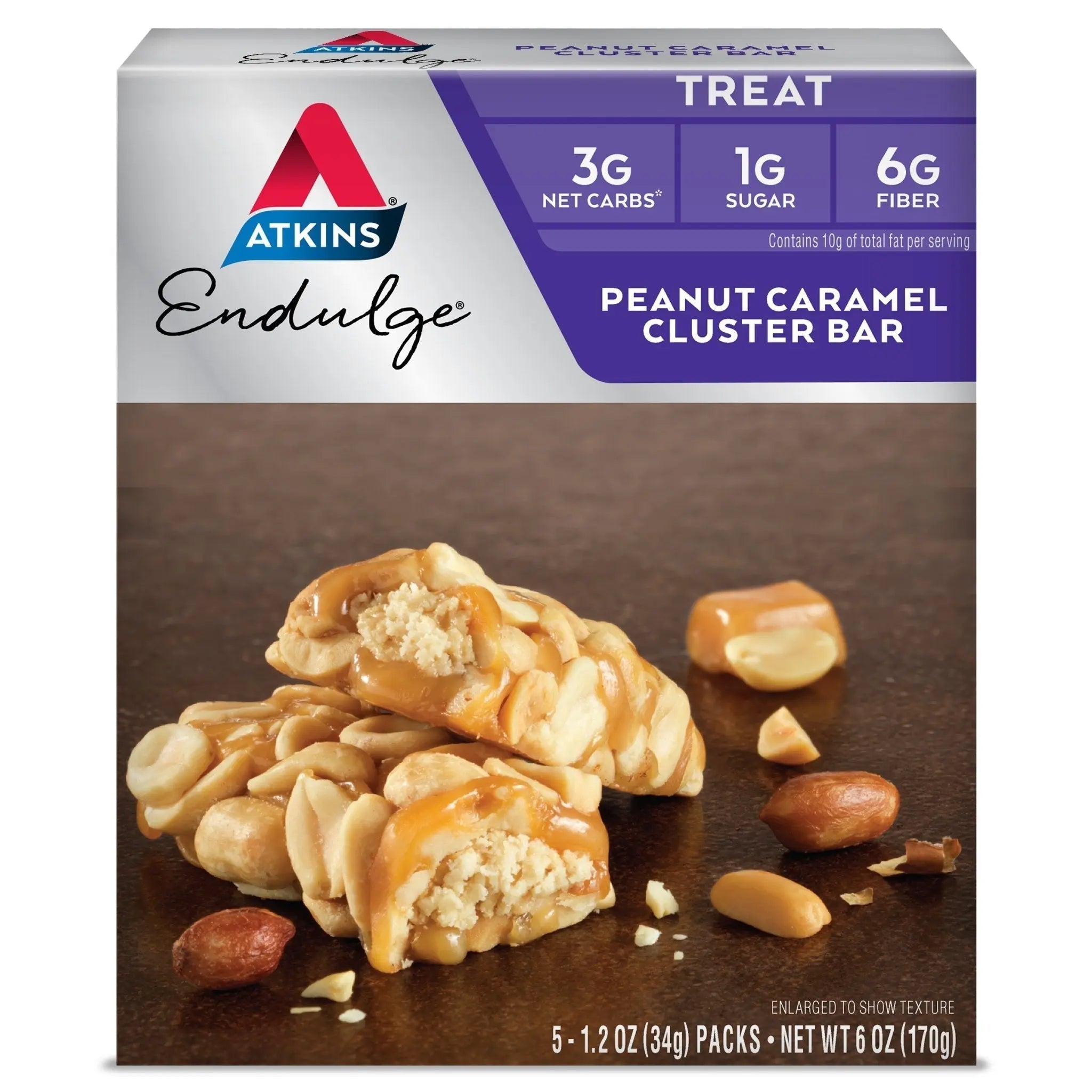 Atkins Peanut Caramel Cluster Bar, Dessert Favorite, High in Fiber, 3g Net Carb, 1g Sugar Atkins Au supplements