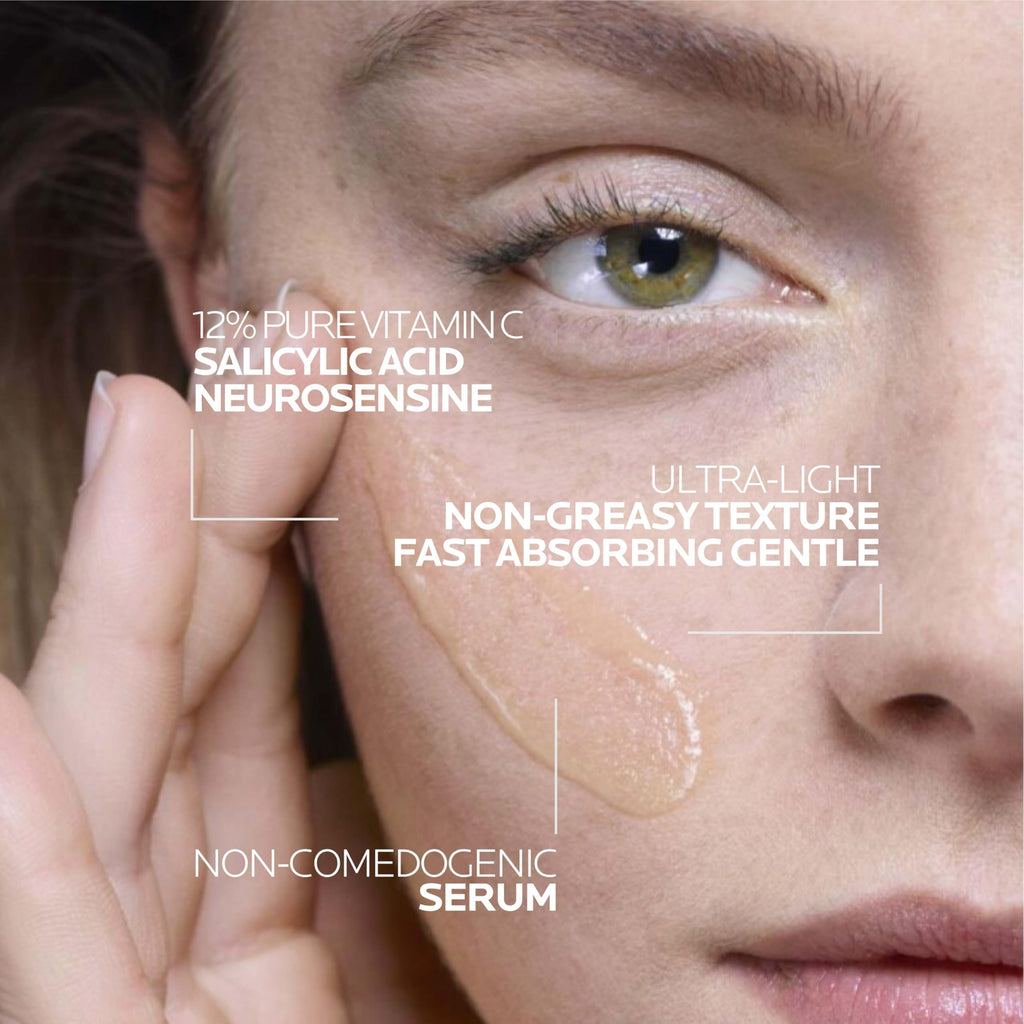 La Roche-Posay Pure Vitamin C Serum For Face With Hyaluronic Acid & Salicylic Acid, Hydrating & Brightening Serum