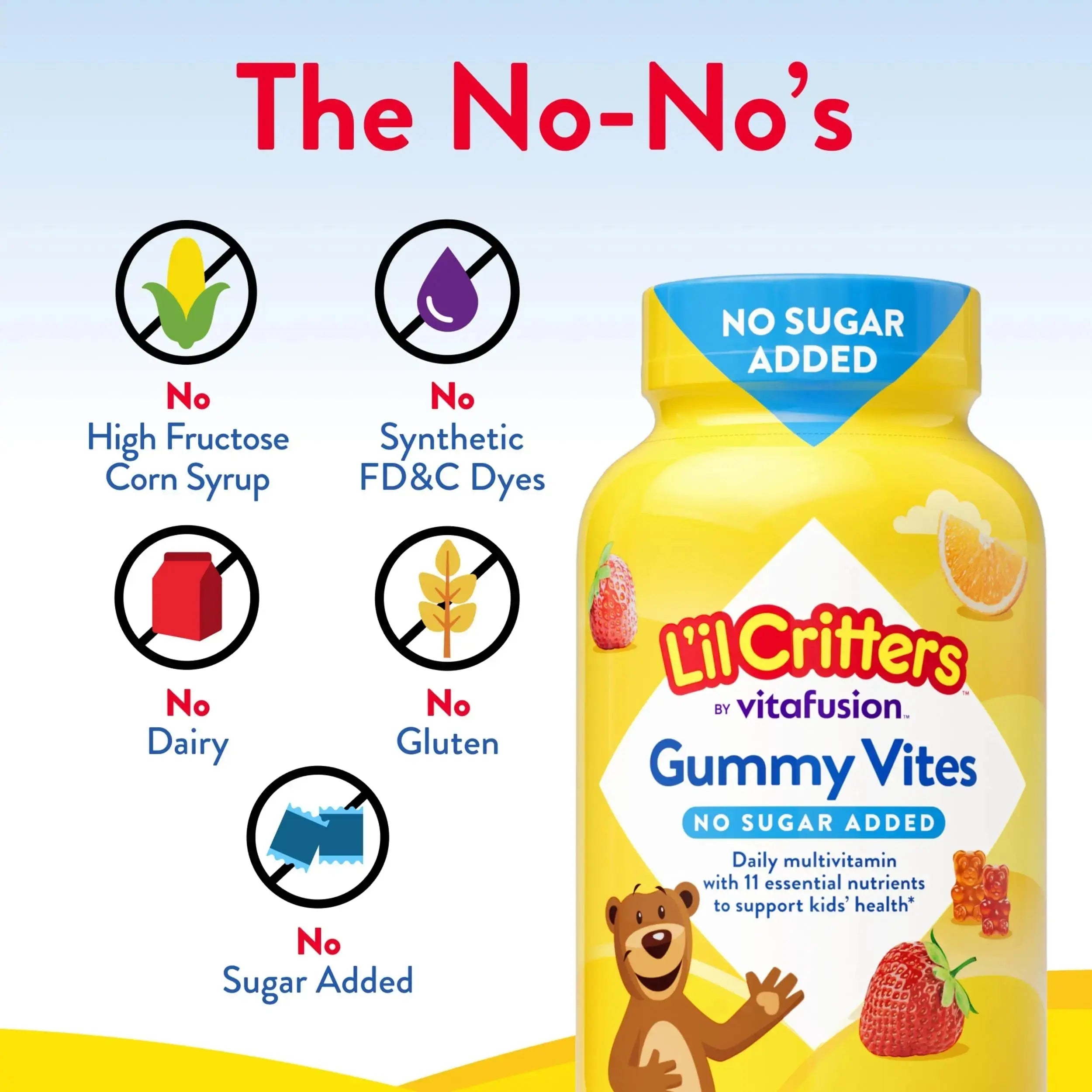 L’il Critters Gummy Vites No Sugar Added Daily Gummy Multivitamin for Ages 2+ Toddlers & Kids, Vitamin C, D3 for Immune Lil Critters Au supplements