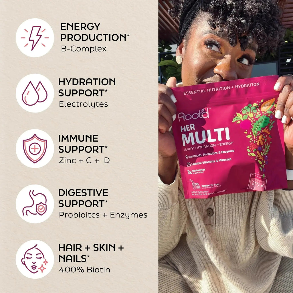 Root'd Multivitamin Powder for Women - 25 Vitamins & Minerals with 3X Electrolytes, 9 Organic Superfoods, Probiotics & Enzymes Root'd Au supplements