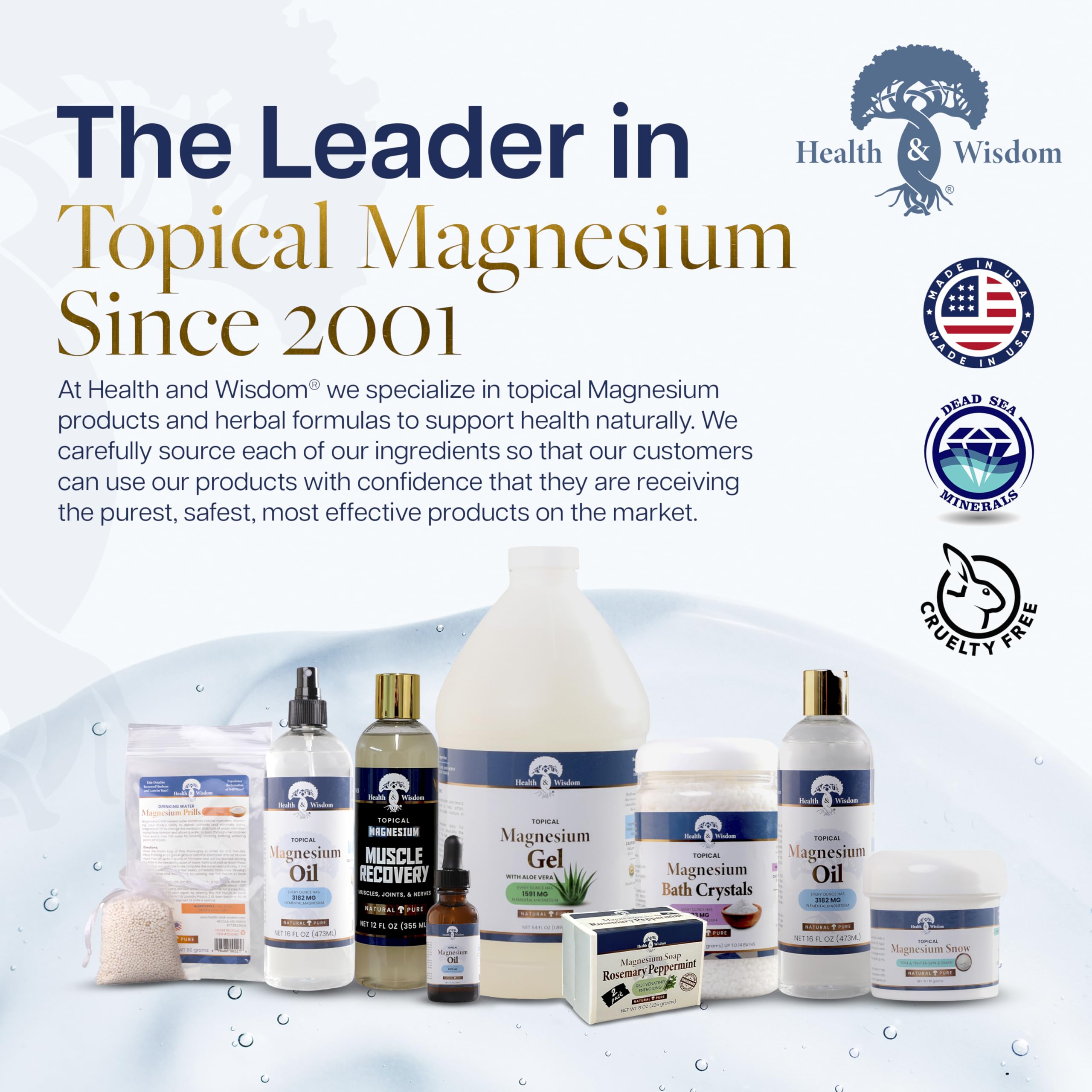 Health and Wisdom Pure Magnesium Gel with Seaweed Extract and Aloe Vera - Topical Muscle & Joint Relief- Natural and Pure Skin & Scalp Moisturizing - Enhanced Absorption - 12 Fl oz Health and Wisdom Au supplements