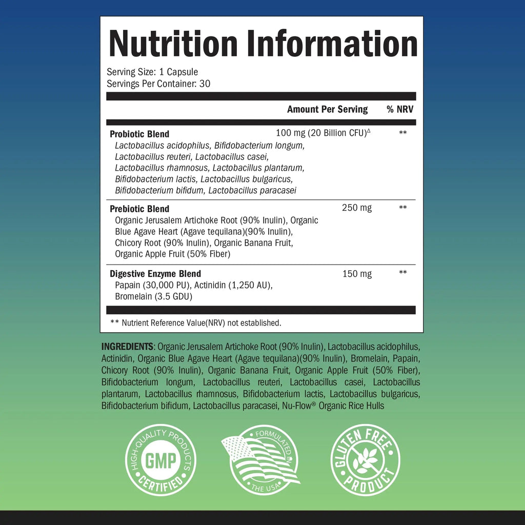 Probiotic & Prebiotic Digestive Health Capsules - 30ct, Gluten & Dairy Free, Non-GMO BioSchwartz Au supplements