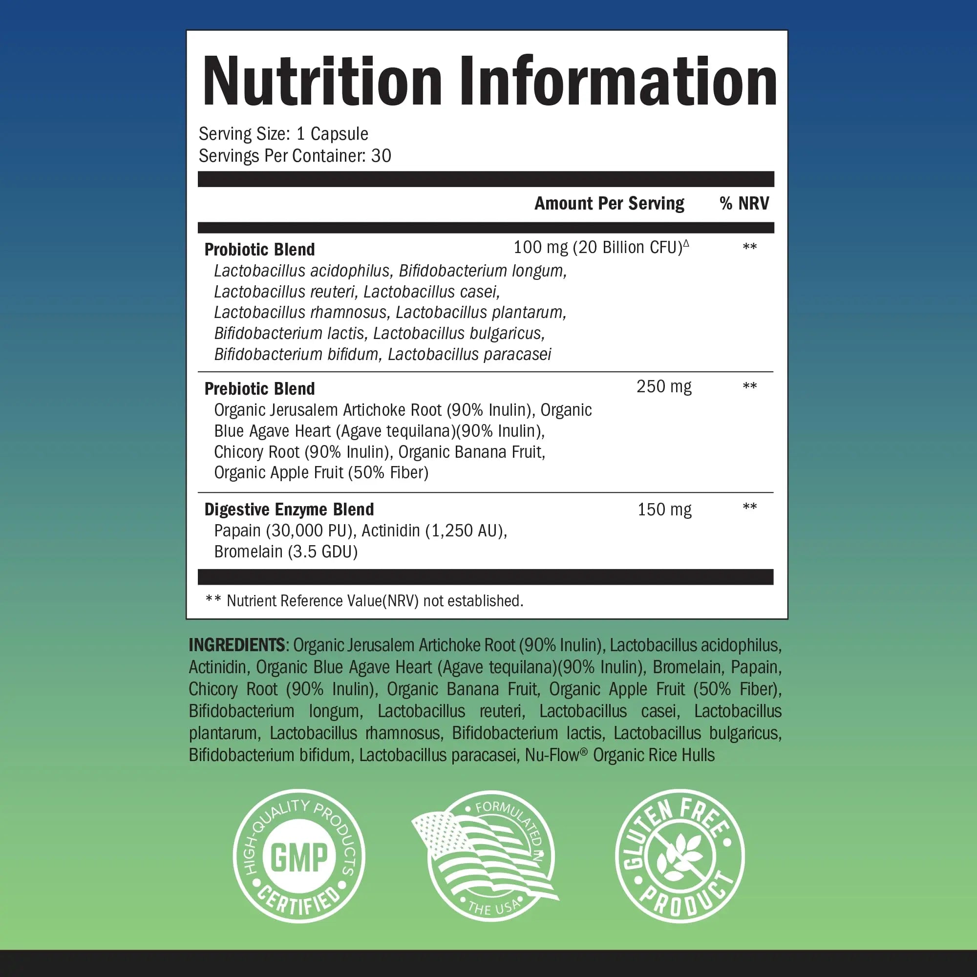 Probiotic & Prebiotic Digestive Health Capsules - 30ct, Gluten & Dairy Free, Non-GMO BioSchwartz Au supplements
