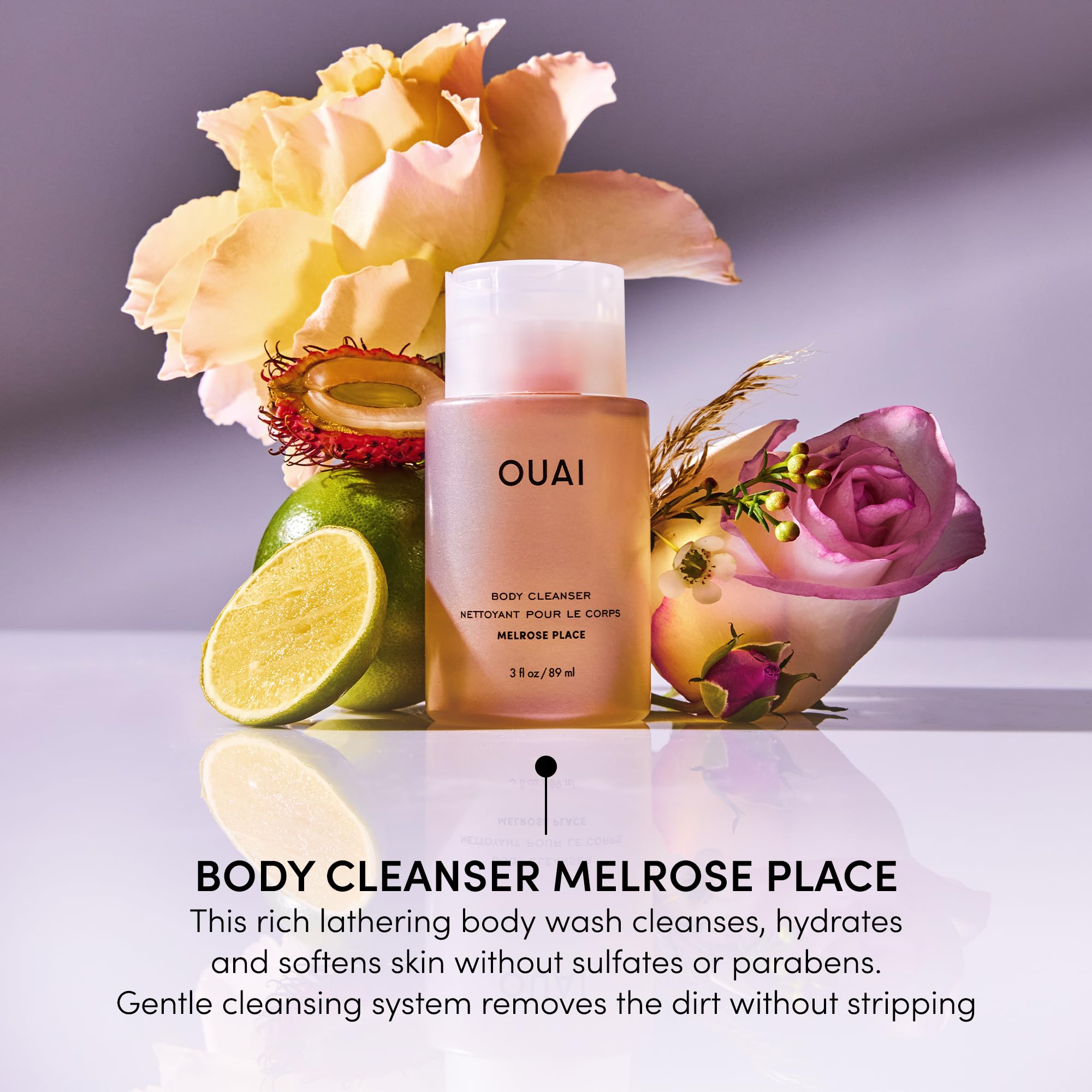 OUAI Body Cleanser Travel Size, Melrose Place - Foaming Body Wash with Jojoba Oil & Rosehip Oil to Hydrate, Balance & Soften Skin - Paraben, Phthalate, Sulfate Free Skin Care Products (3 Fl Oz) OUAI Au supplements