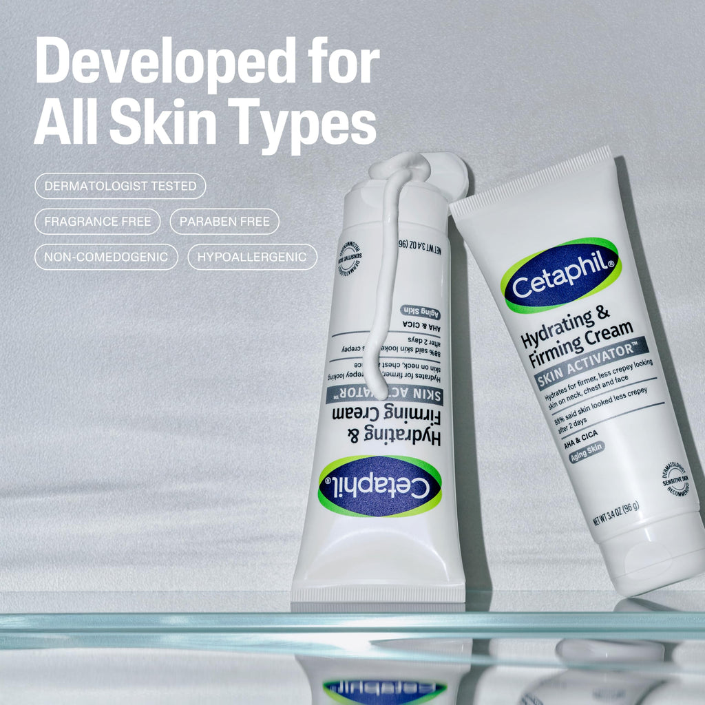 Cetaphil Skin Activator Hydrating & Firming Cream For Face, Neck & Chest 3.4 oz, Mandelic Acid (AHA) and Centella Asiatica (CICA) Cream