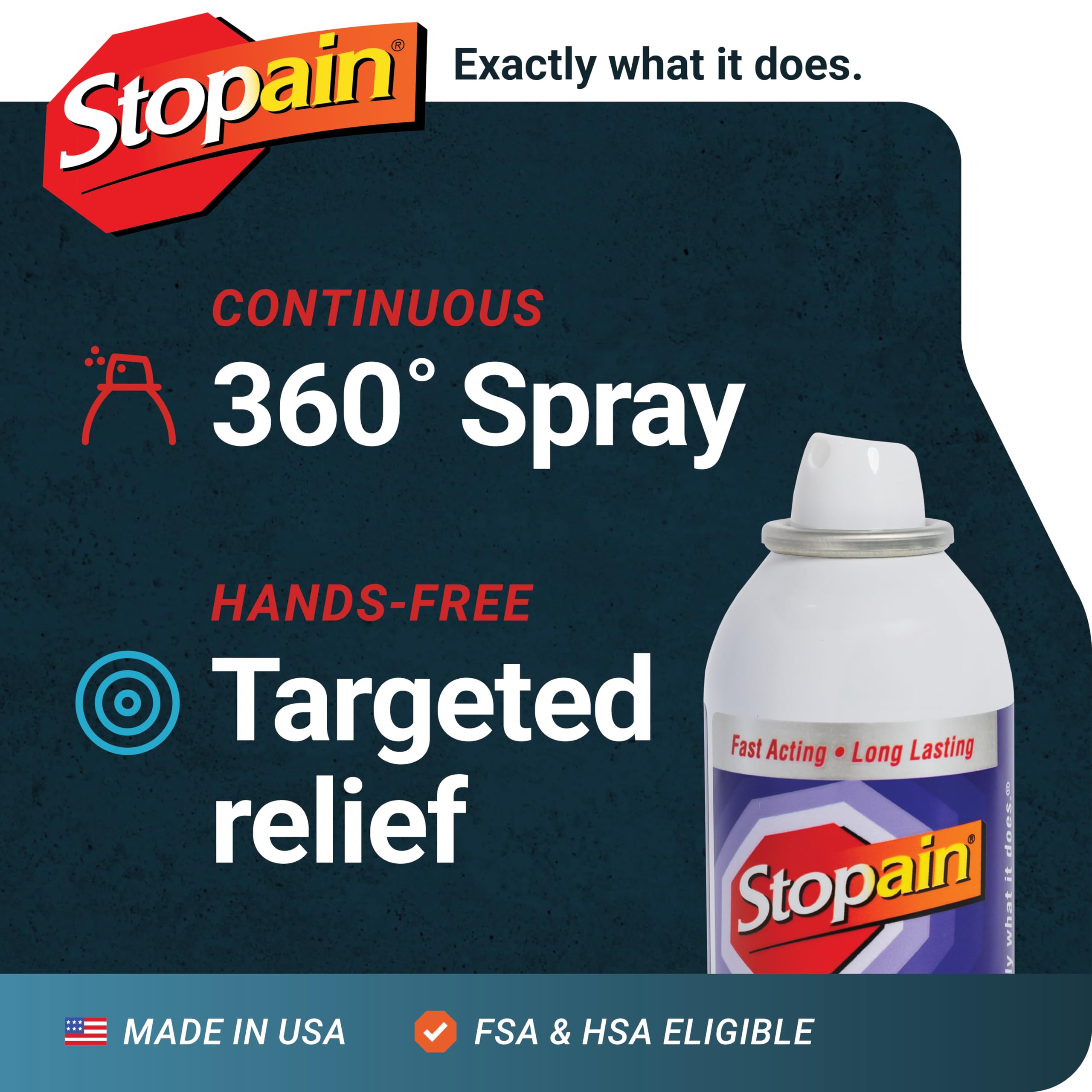 Stopain Pain Relief Spray 4oz, USA Made, Max Strength Fast Acting with Menthol, MSM, Glucosamine for Lower Back, Arthritis, Knee, Neck, Joints, HSA FSA Approved OTC Topical Analgesic Product Stopain Au supplements