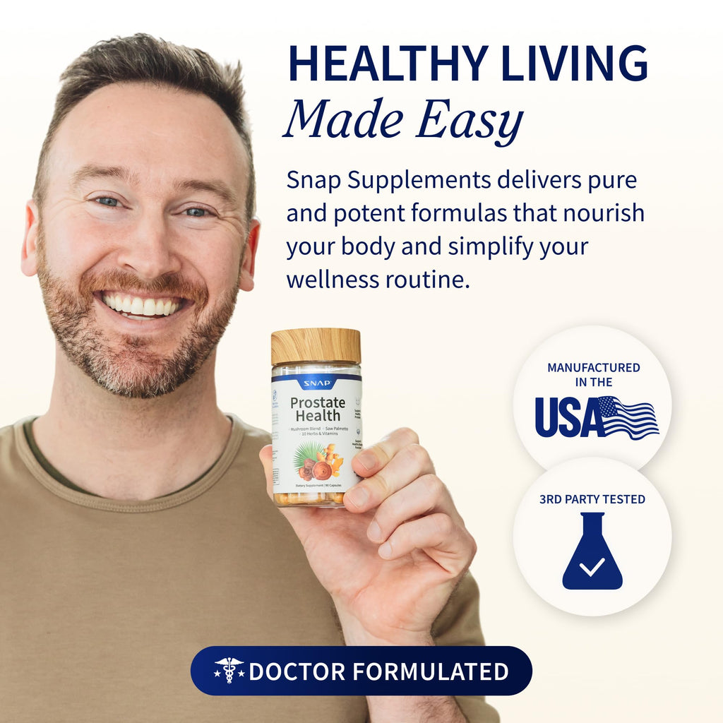 Snap Supplements Prostate Health Supplement with Saw Palmetto for Men, DHT Blocker - Helps Support Male Urinary Tract and Prostate for Mens Health