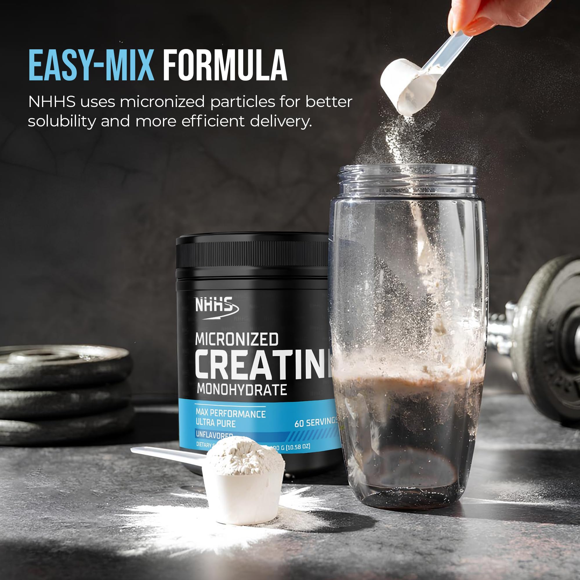 NHHS Micronized Creatine Monohydrate – Supports Strength & Muscle Performance | Ultra-Pure, Unflavored, 60 Servings, 300 Grams – Made in USA, Gluten-Free, Non-GMO NHHS Au supplements