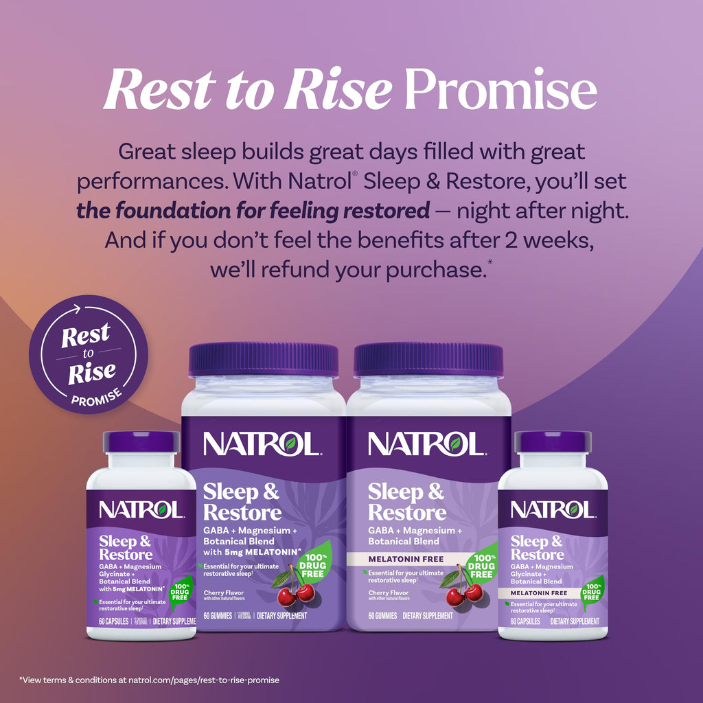 Natrol Sleep & Restore Magnesium Glycinate Blend Gummies, Magnesium for Sleep Aids for Adults, Melatonin-Free, Cherry Flavored, 30 Day Supply Natrol Au supplements