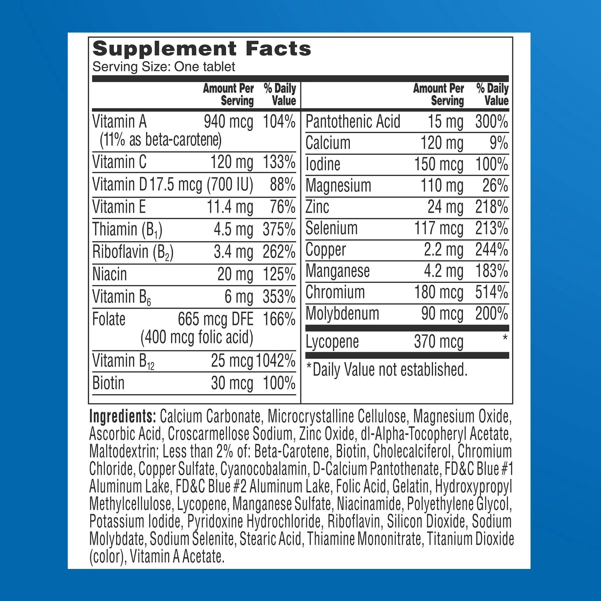 One A Day Men’s 50+ Multivitamins, Supplement with A, C, D, E and Zinc for Immune Health*, Calcium & More, 100 Tablets ONE A DAY Au supplements