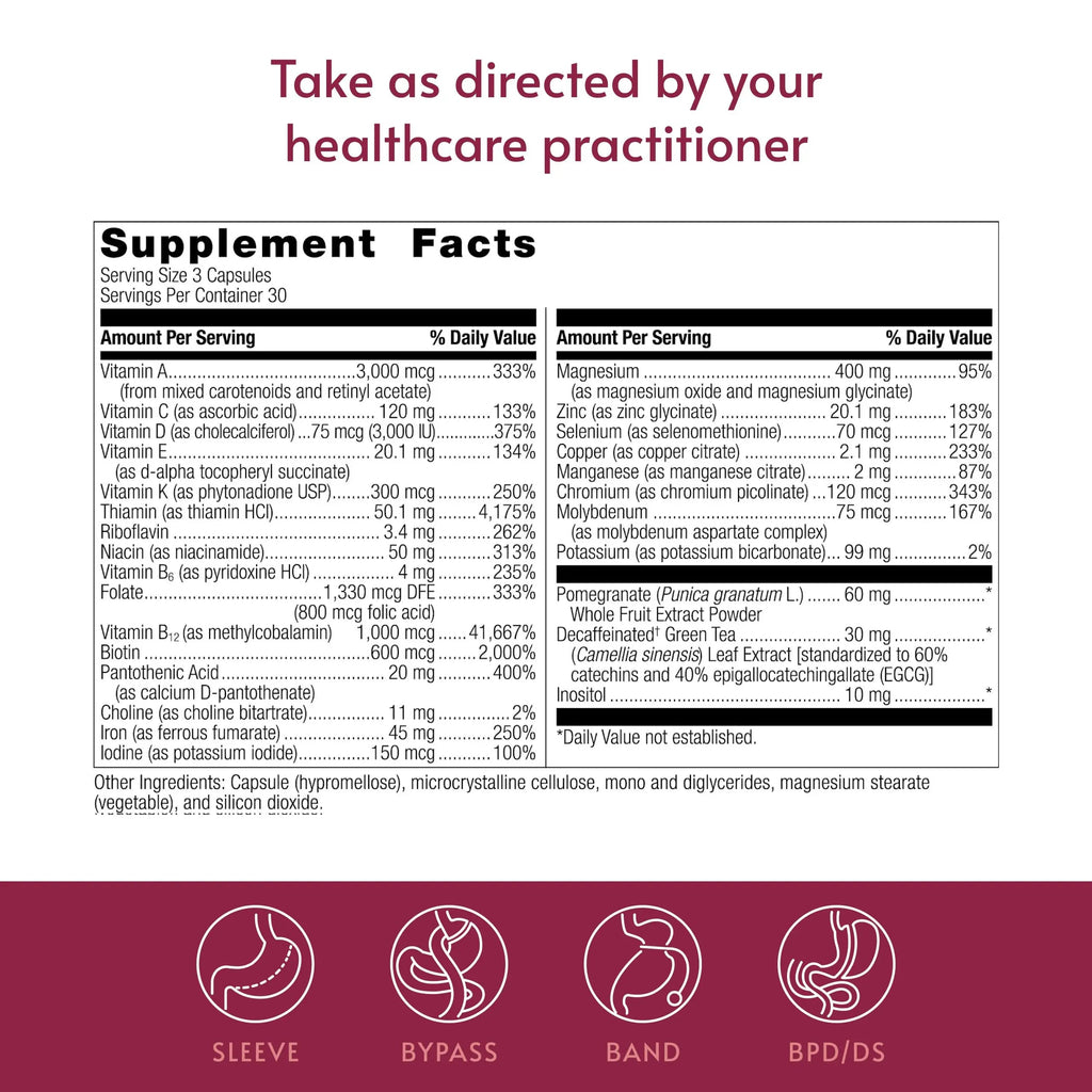 Bariatric Advantage Ultra Multivitamin with Iron - Ultra Multi with Iron - Capsule Format Multivitamin - Provides Full Complex of B Vitamins Bariatric Advantage Au supplements