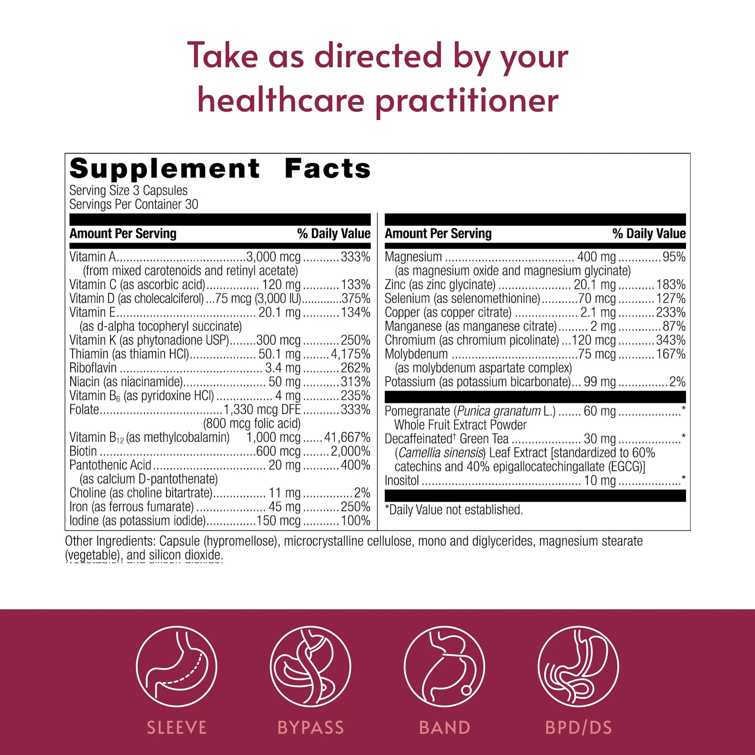Bariatric Advantage Ultra Multivitamin with Iron - Ultra Multi with Iron - Capsule Format Multivitamin - Provides Full Complex of B Vitamins Bariatric Advantage Au supplements