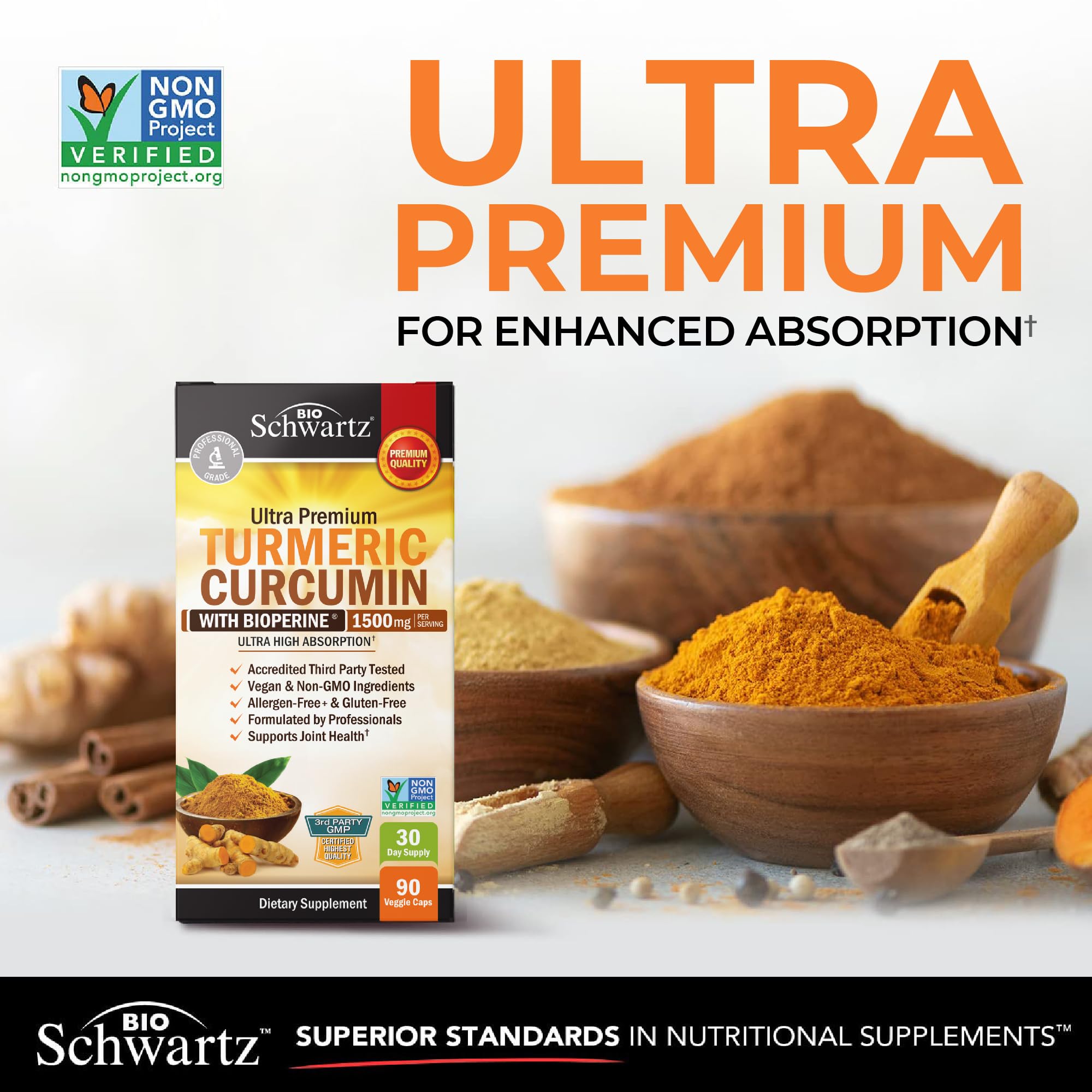 Turmeric Curcumin with Black Pepper Extract 1500mg - High Absorption Ultra Potent Turmeric Supplement with 95% Curcuminoids and BioPerine