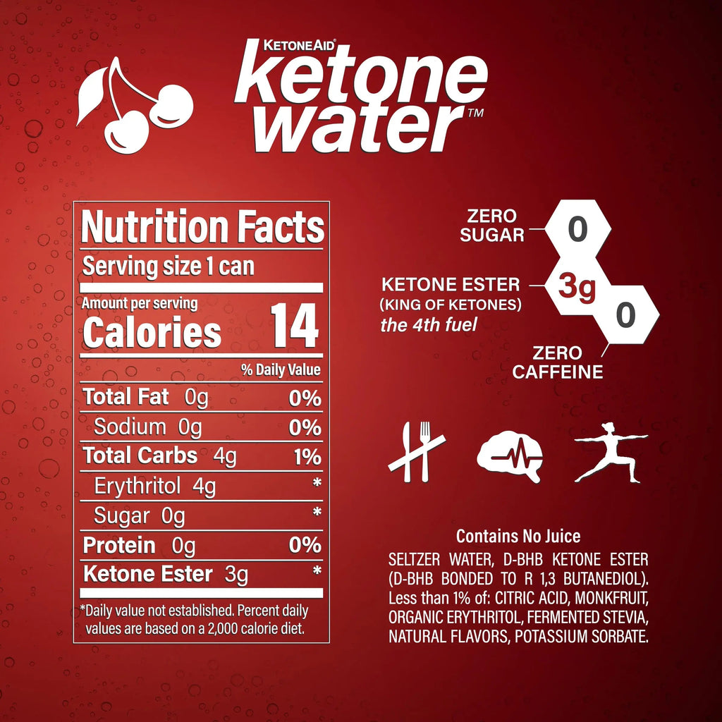 KetoneWater | Functional Sparkling Water w/Ketone Ester (3 Grams) | Black Cherry Flavor KetoneAid Au supplements