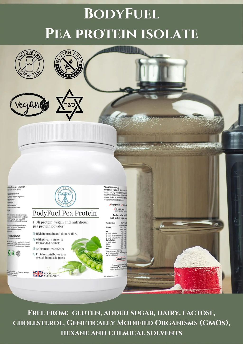 Complementary Supplements - BodyFuel Hypoallergenic Pea Protein Isolate Powder Plus Phytonutrients Complementary Supplements Au supplements