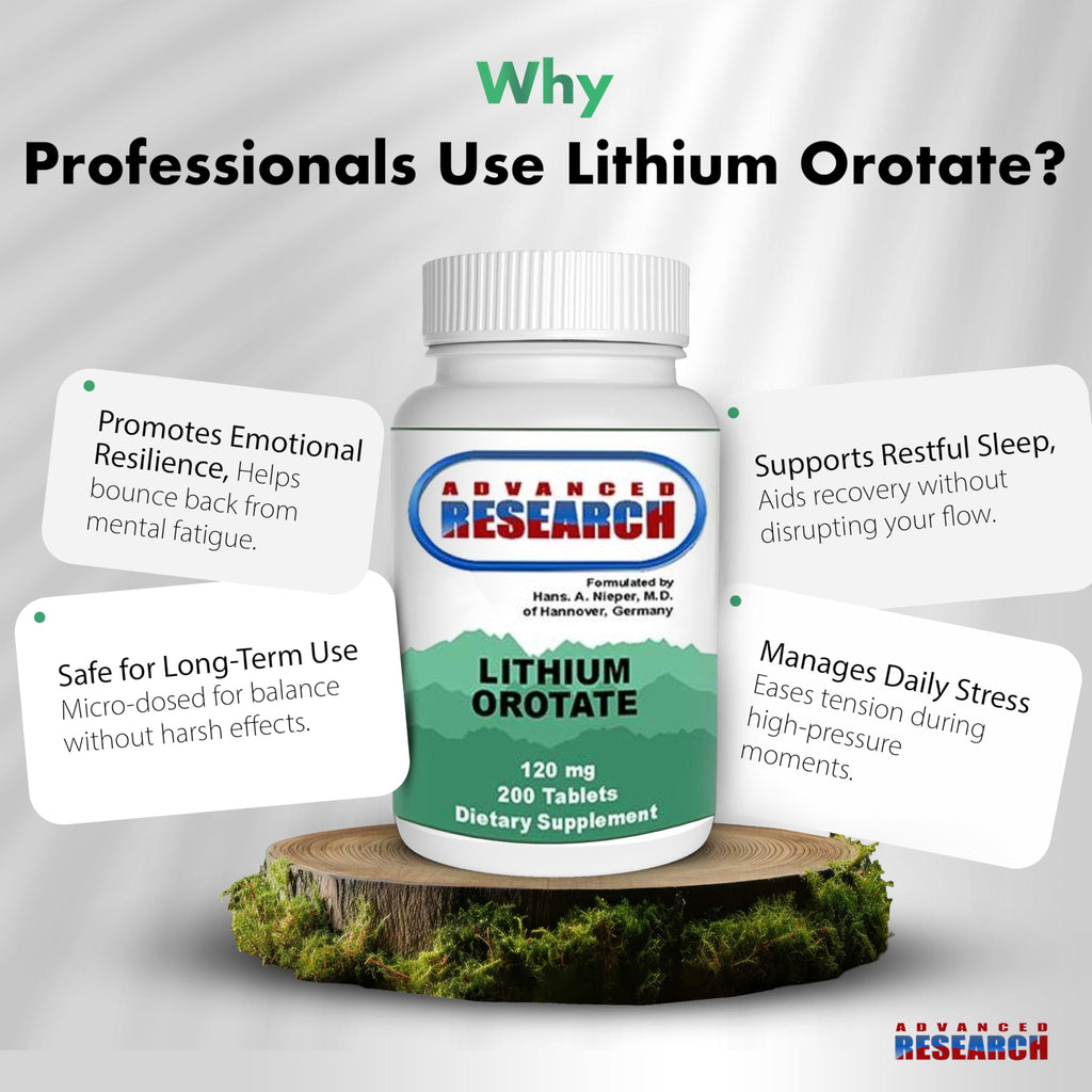 NCI Advanced Research Dr. Hans Nieper Lithium Orotate 5mg, 200 Count, Lab Tested, Non-GMO, Gluten Free, Vegan Friendly