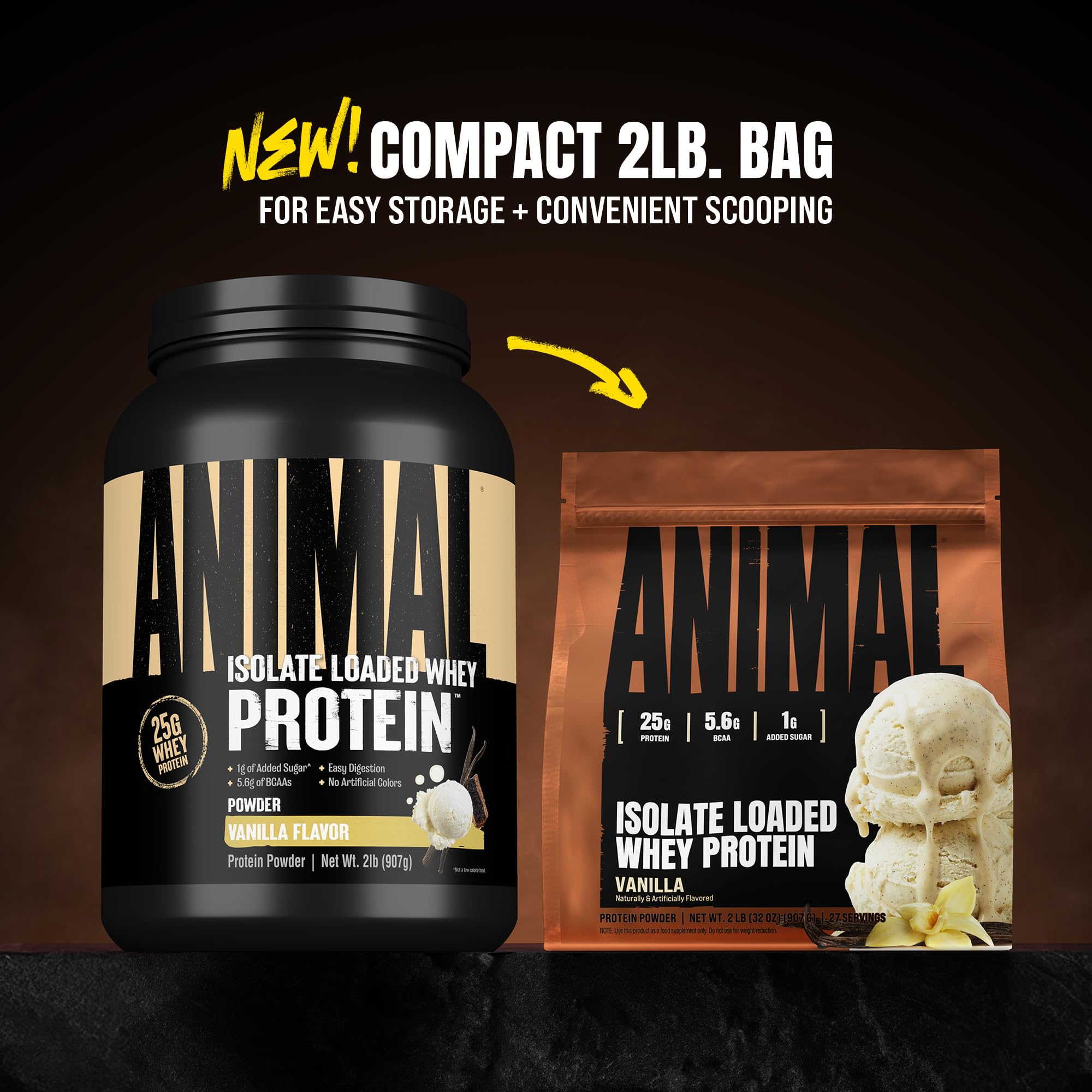 Animal Whey Isolate Protein Powder - Loaded for Pre & Post Workout Muscle Builder and Recovery with Digestive Enzymes for Men & Women - 25g Protein, Great Taste, Low Sugar - Vanilla 2 lbs