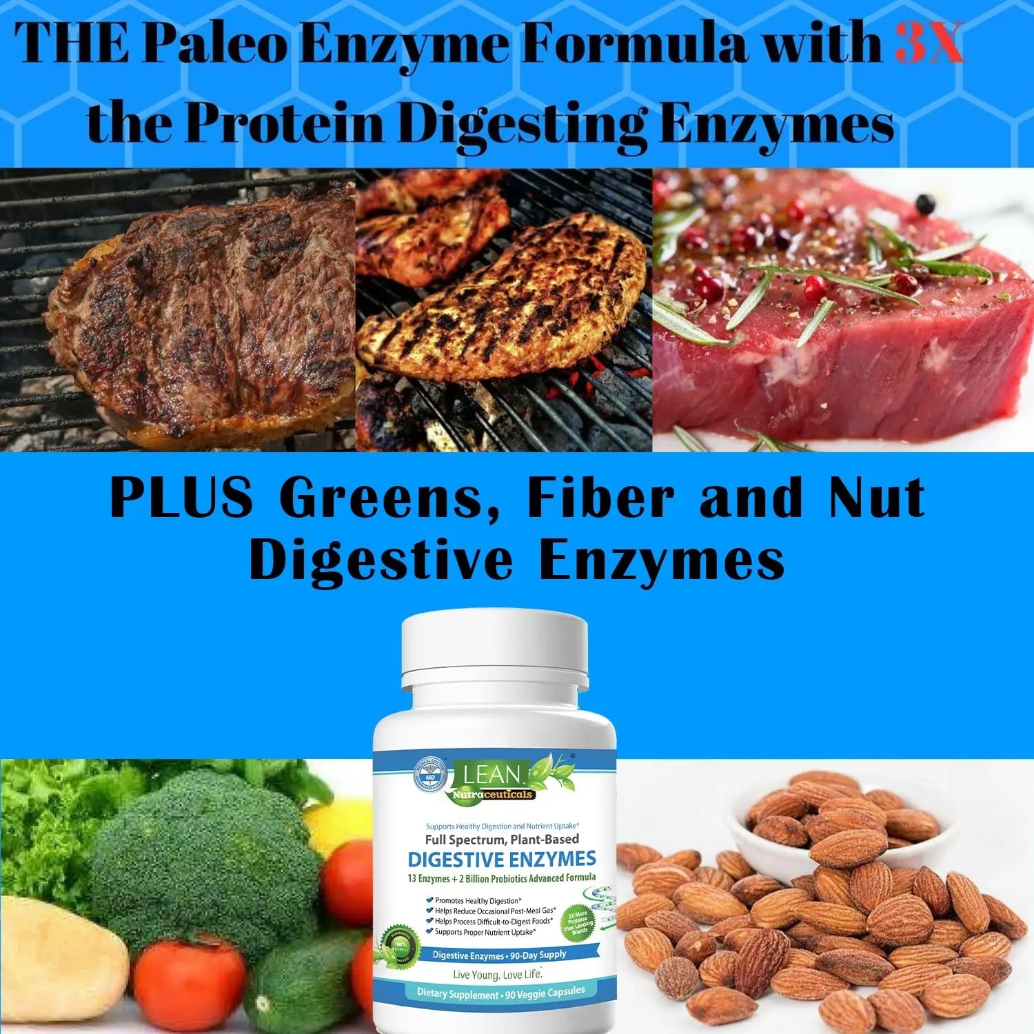 Digestive Enzymes with Probiotics, 90 Day Gut Health Supplement, 90 Cap LEAN Nutraceuticals Au supplements