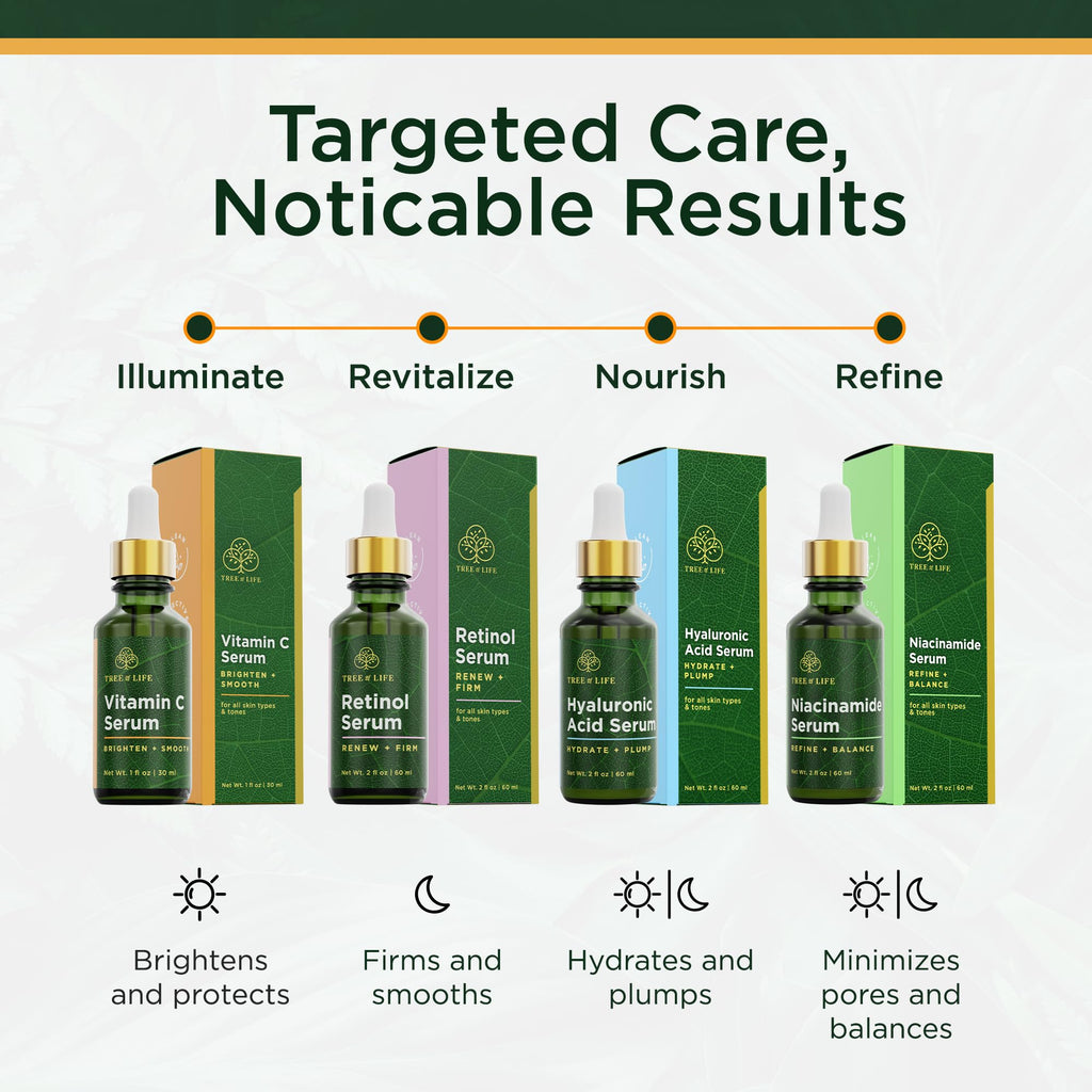 Tree of Life Beauty Vitamin C Skin Care Set, Skin Brightening Face Oil for Dark and Age Spots, Facial Serums
