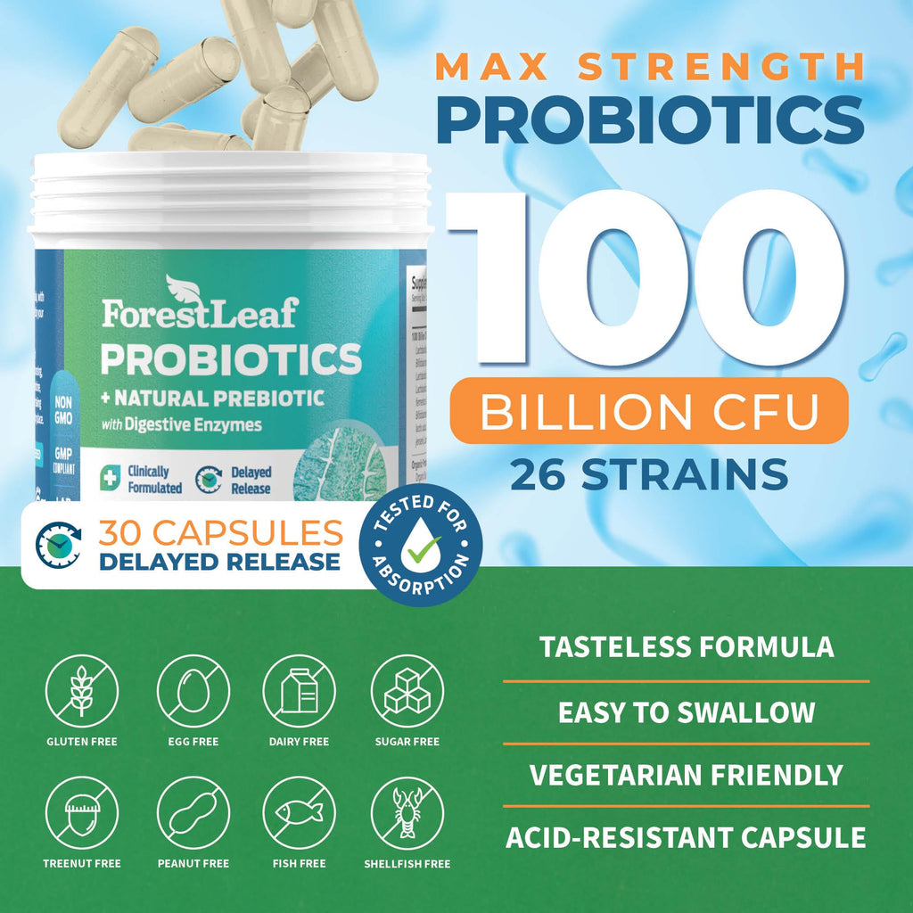 Probiotics for Men and Women, 100 Billion CFU, 26 Unique Strains, Men's and Women's Probiotic and Prebiotics Support Digestive Health, Gut Wellness, Energy,