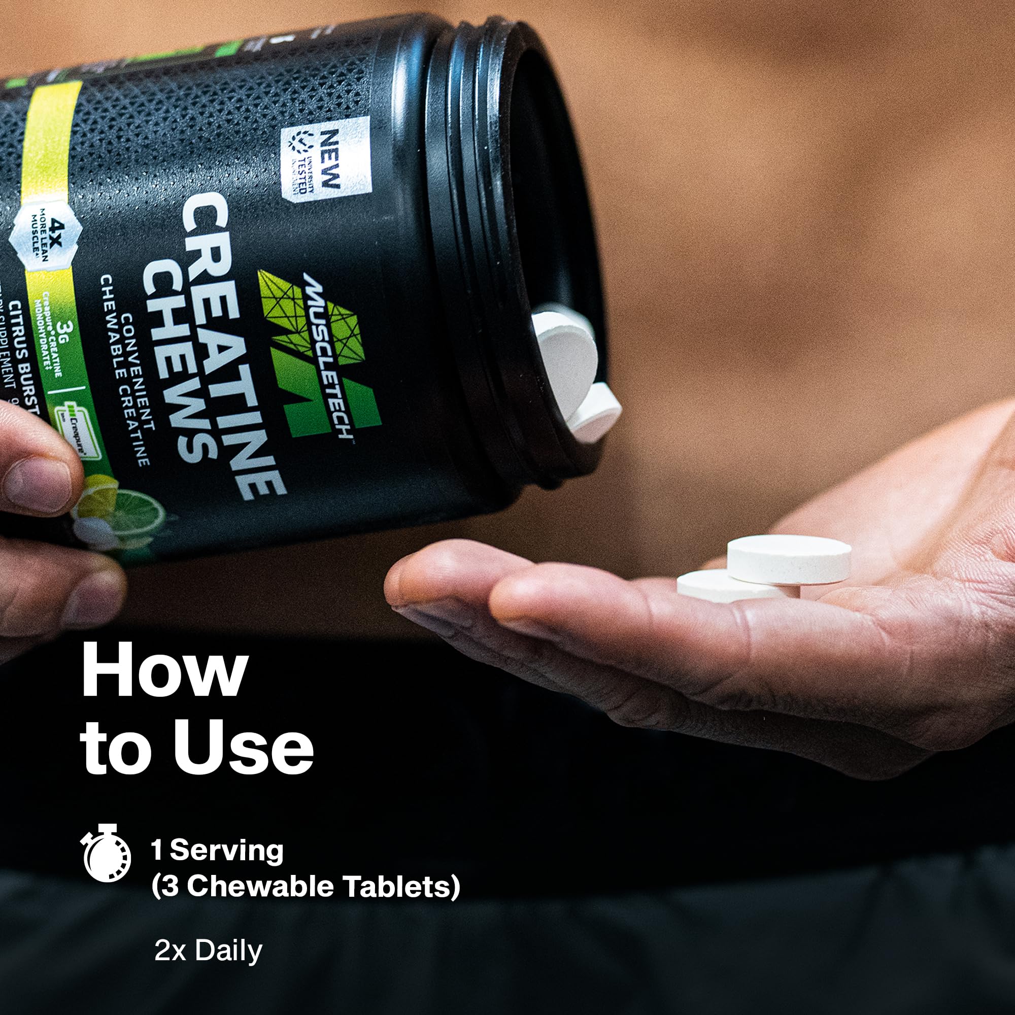 MuscleTech | Creatine Chews | Creapure Monohydrate Supplement for Muscle Recovery, Muscle Builder & Energy Boost | Pre Workout Supplement for Men & Women