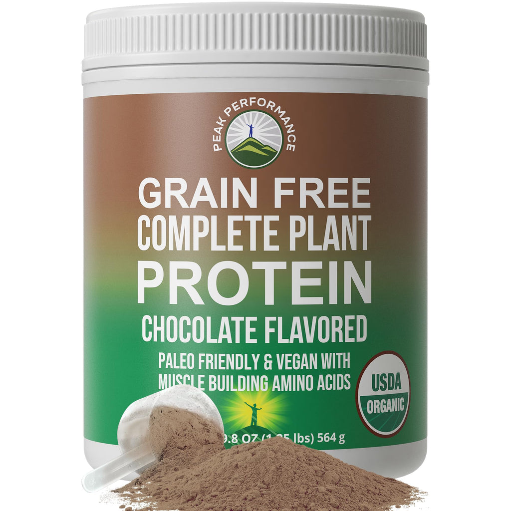Peak Performance Organic Paleo Grain Free Plant Based Raw Vegan Protein Powder. Amazing Amino Acid Profile and Less Than 1g of Sugar. with Hemp and Pea Protein Chocolate Flavored Peak Performance Au supplements