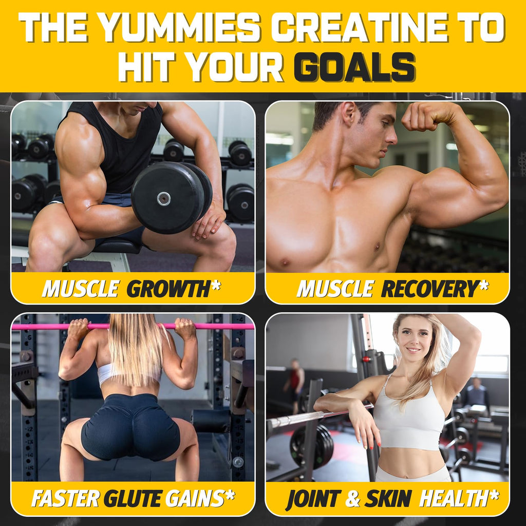 (180 Count) Creatine Monohydrate Gummies for Men & Women - Creatine Pre Workout Gummies for Muscle Builder, Muscle Strength, Recovery, Endurance, Energy,