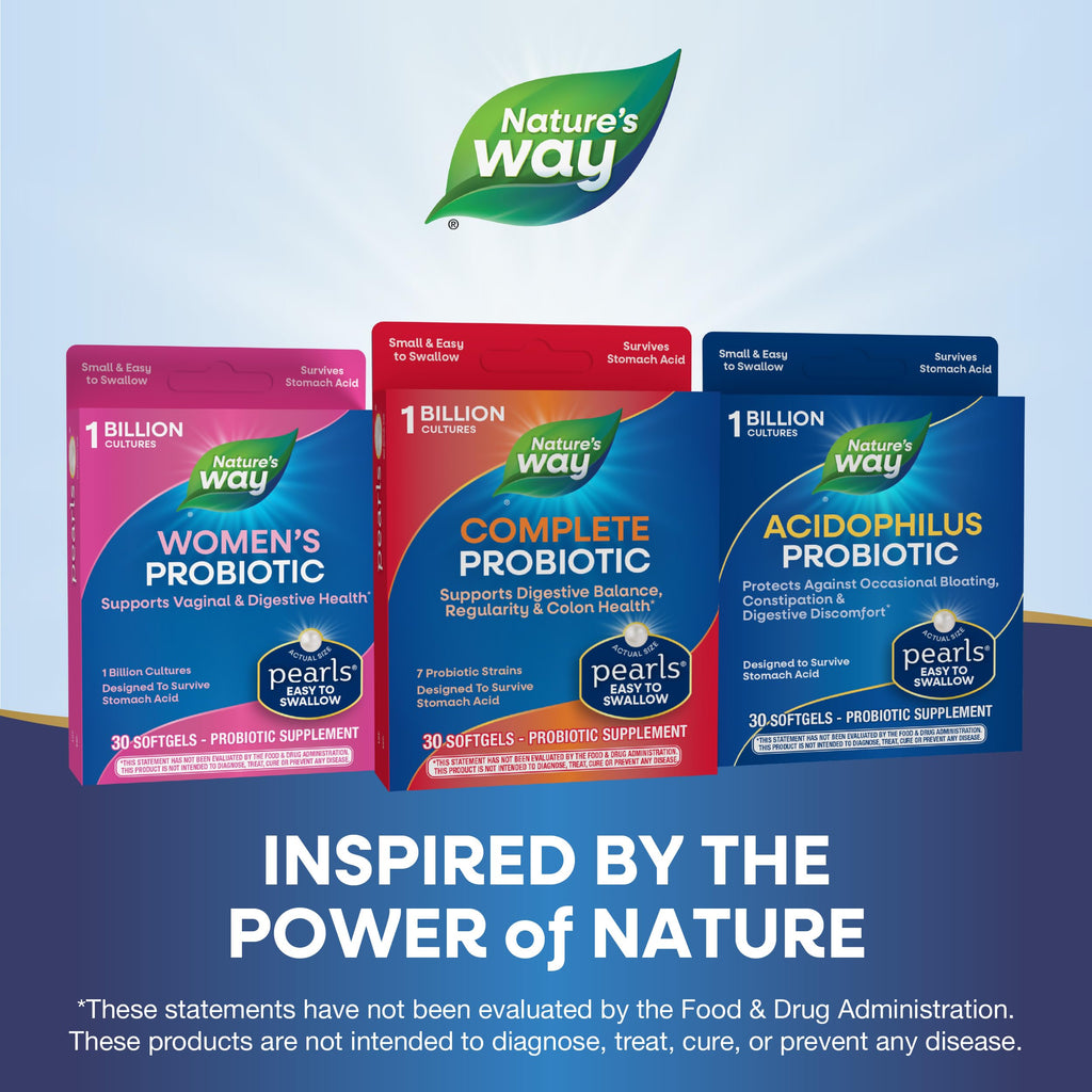 Nature's Way Complete Probiotic Pearls, Supports Digestive Balance*, 1 Billion Live Cultures, Supplement for Men and Women, No Refrigeration Required, 30 softgels Nature's Way Au supplements