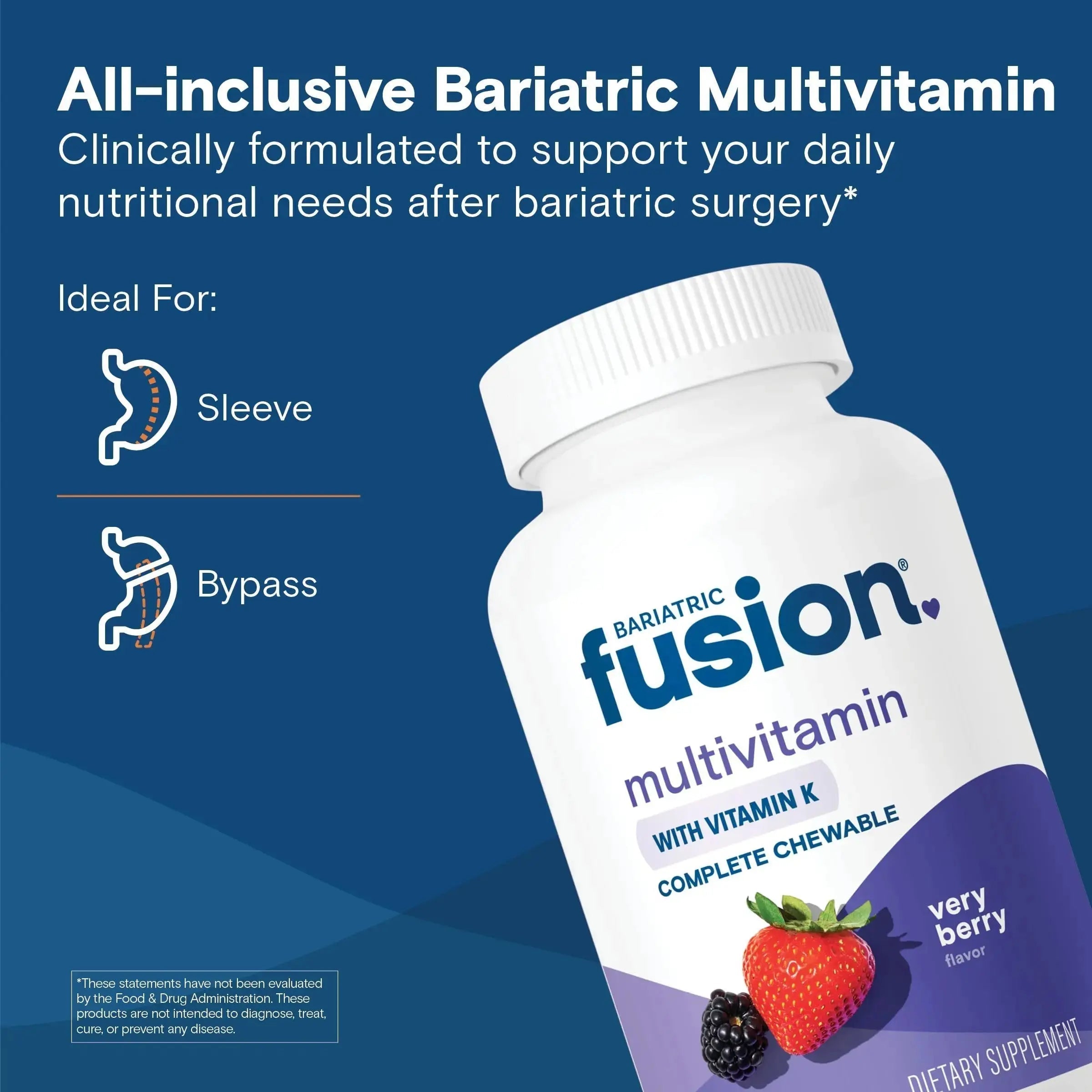 Bariatric Fusion Very Berry Complete Chewable Bariatric Multivitamin with Iron and Vitamin K for Bariatric Surgery Patients Including Bariatric Fusion Au supplements