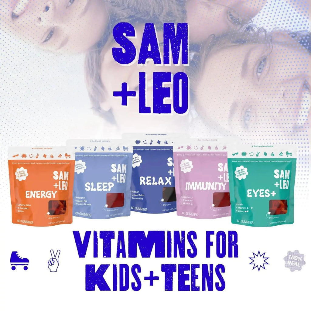 SAM+LEO Vitamin B Complex Gummies with Biotin for Kids & Teens - Caffeine-Free Focus & Energy Support Supplement Gummies | SAM+LEO Au supplements