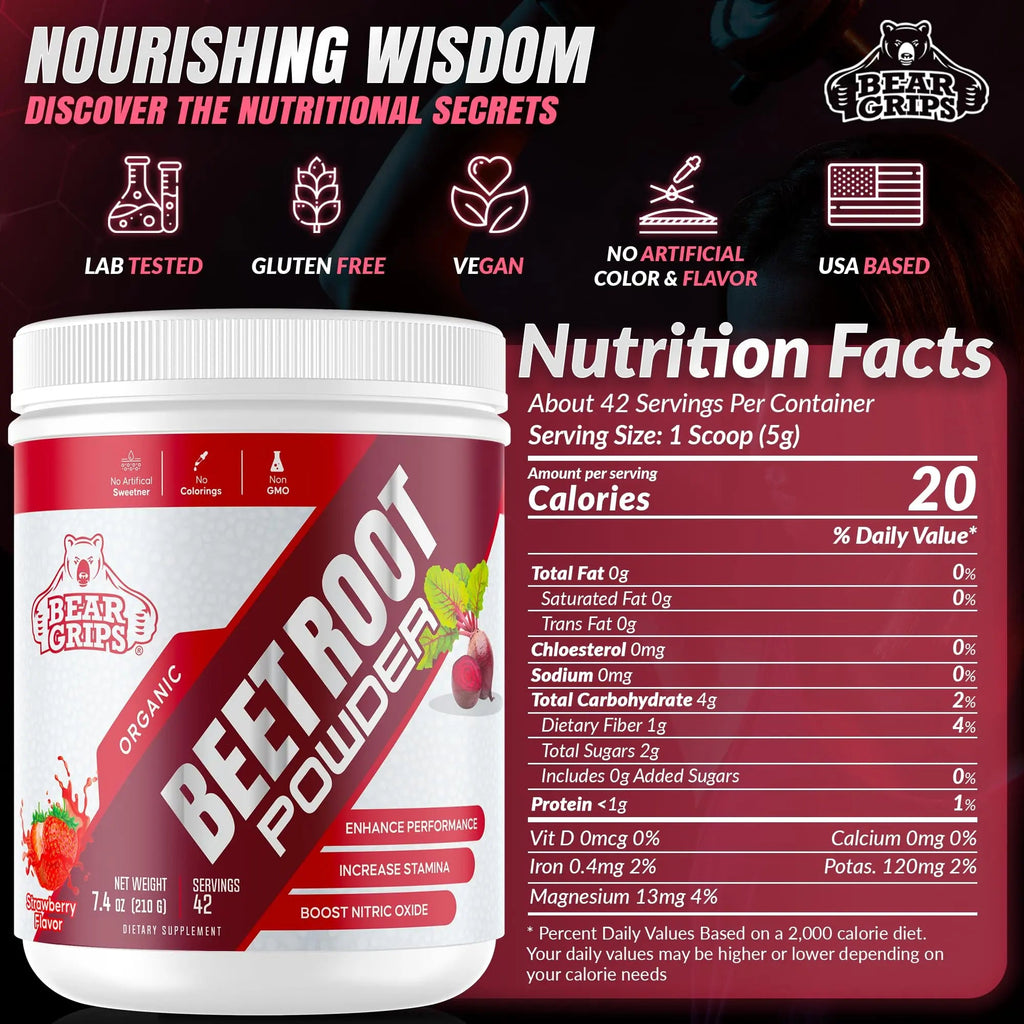 Organic Beet Root Powder - Nitric Oxide Supplement Super Food Beets Supplements Bear Grips Au supplements