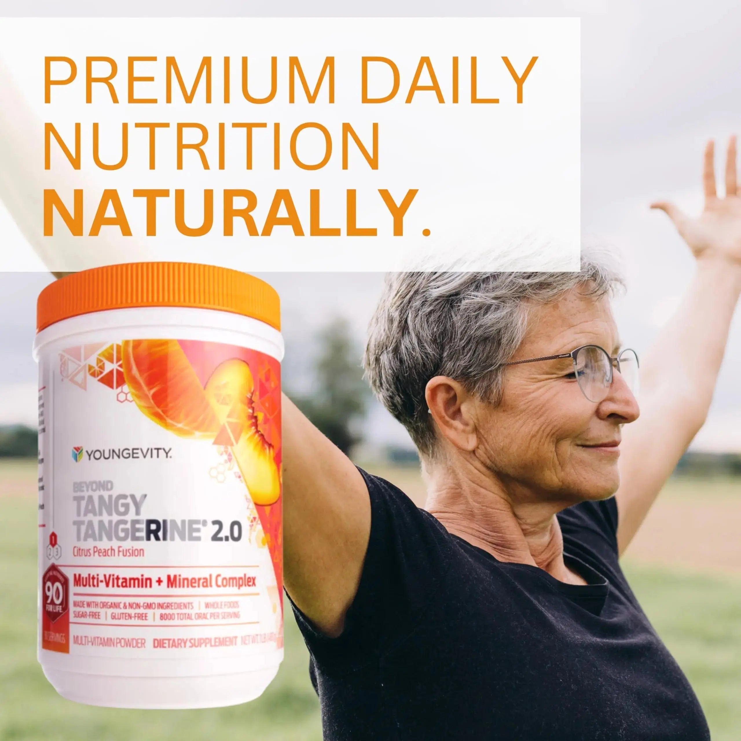 Youngevity Beyond Tangy Tangerine 2.0 Citrus Peach Ultimate Multi-Vitamin & Mineral Complex - Made with Natural & Whole Foods | 8,000 ORAC | 2 Canisters Youngevity Au supplements